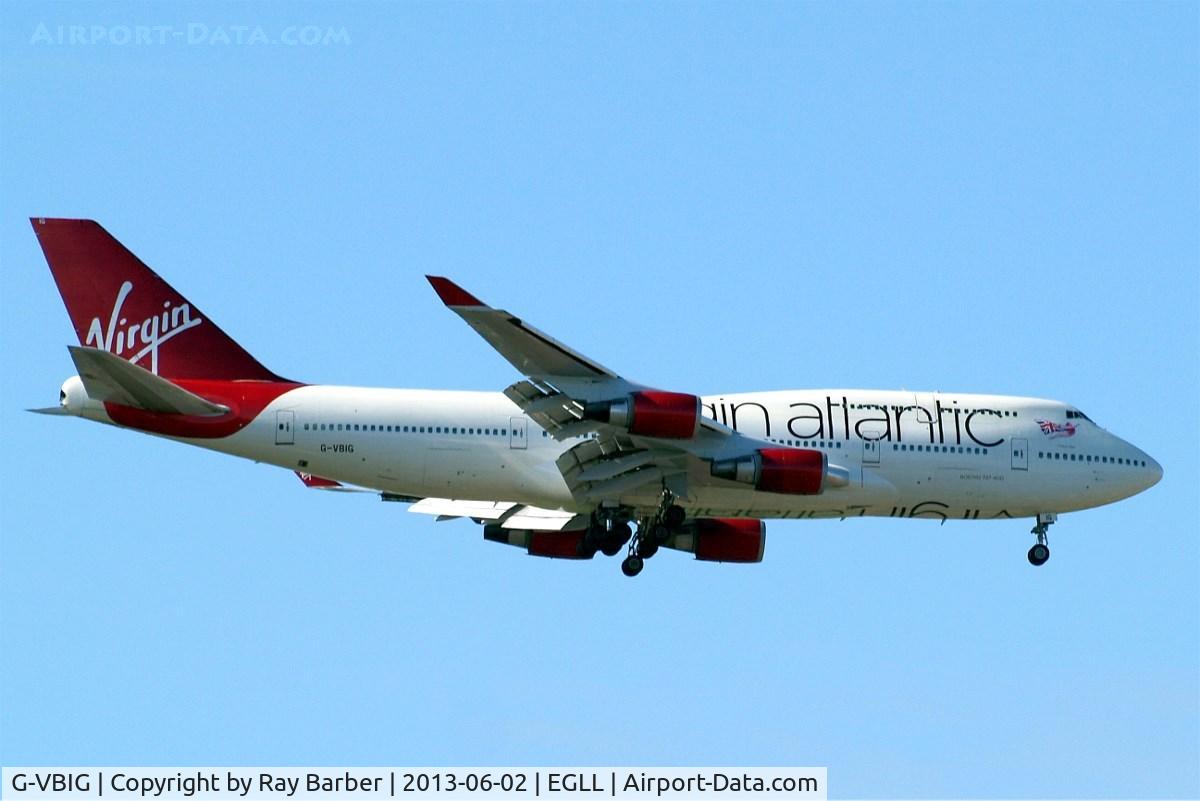 G-VBIG, 1996 Boeing 747-4Q8 C/N 26255, Boeing 747-4Q8 [26255] (Virgin Atlantic) Home~G 02/06/2013. On approach 27L.