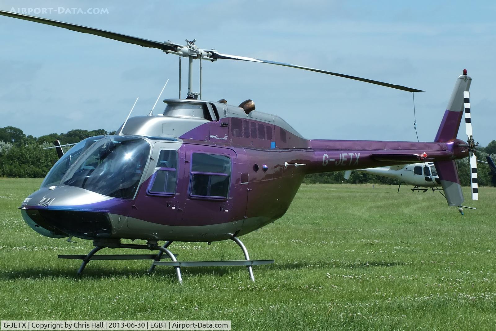 G-JETX, 1981 Bell 206B JetRanger III C/N 3208, being used for ferrying race fans to the British F1 Grand Prix at Silverstone