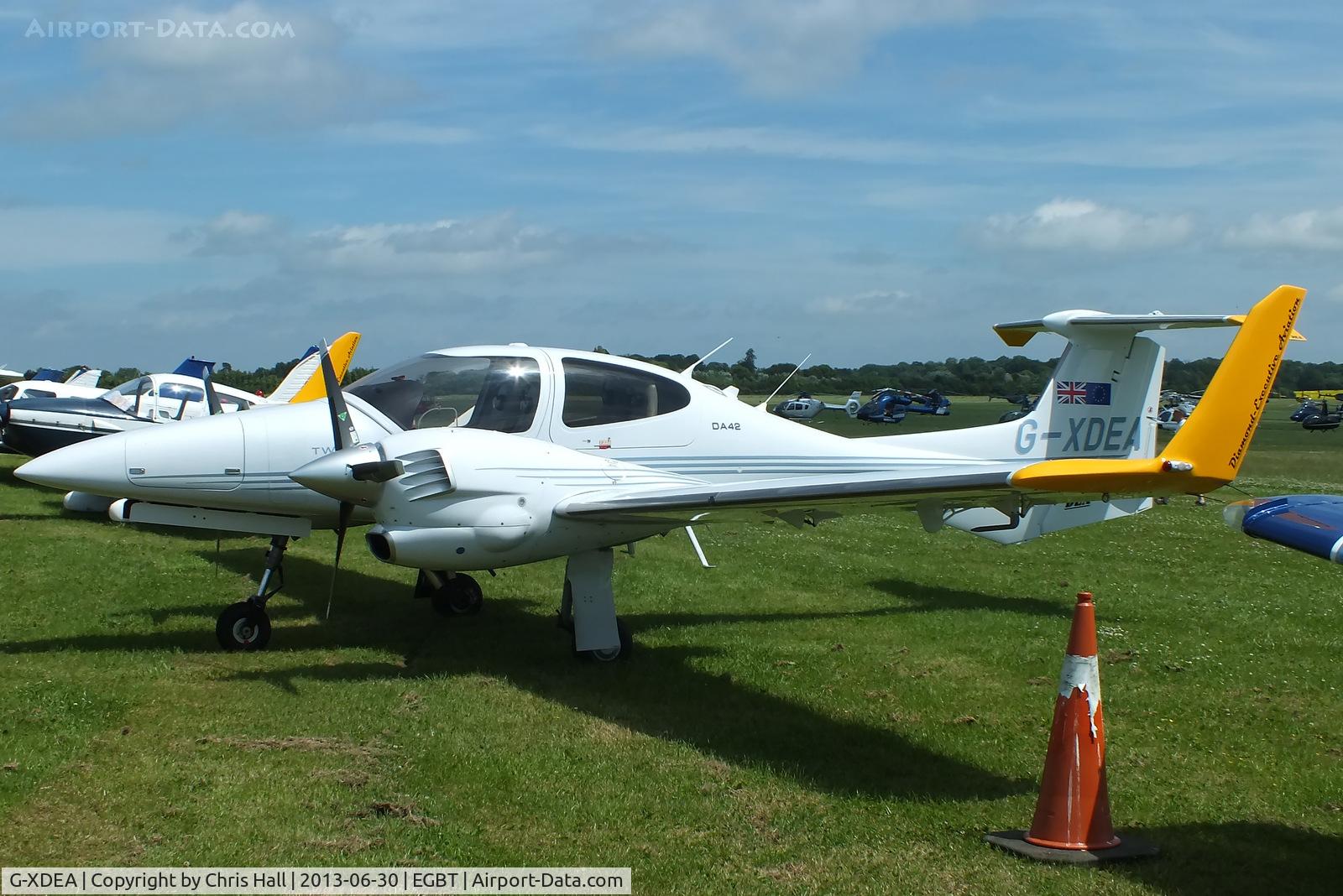 G-XDEA, 2006 Diamond DA-42 Twin Star C/N 42.AC012, Visitor at Turweston for the British F1 Grand Prix at Silverstone