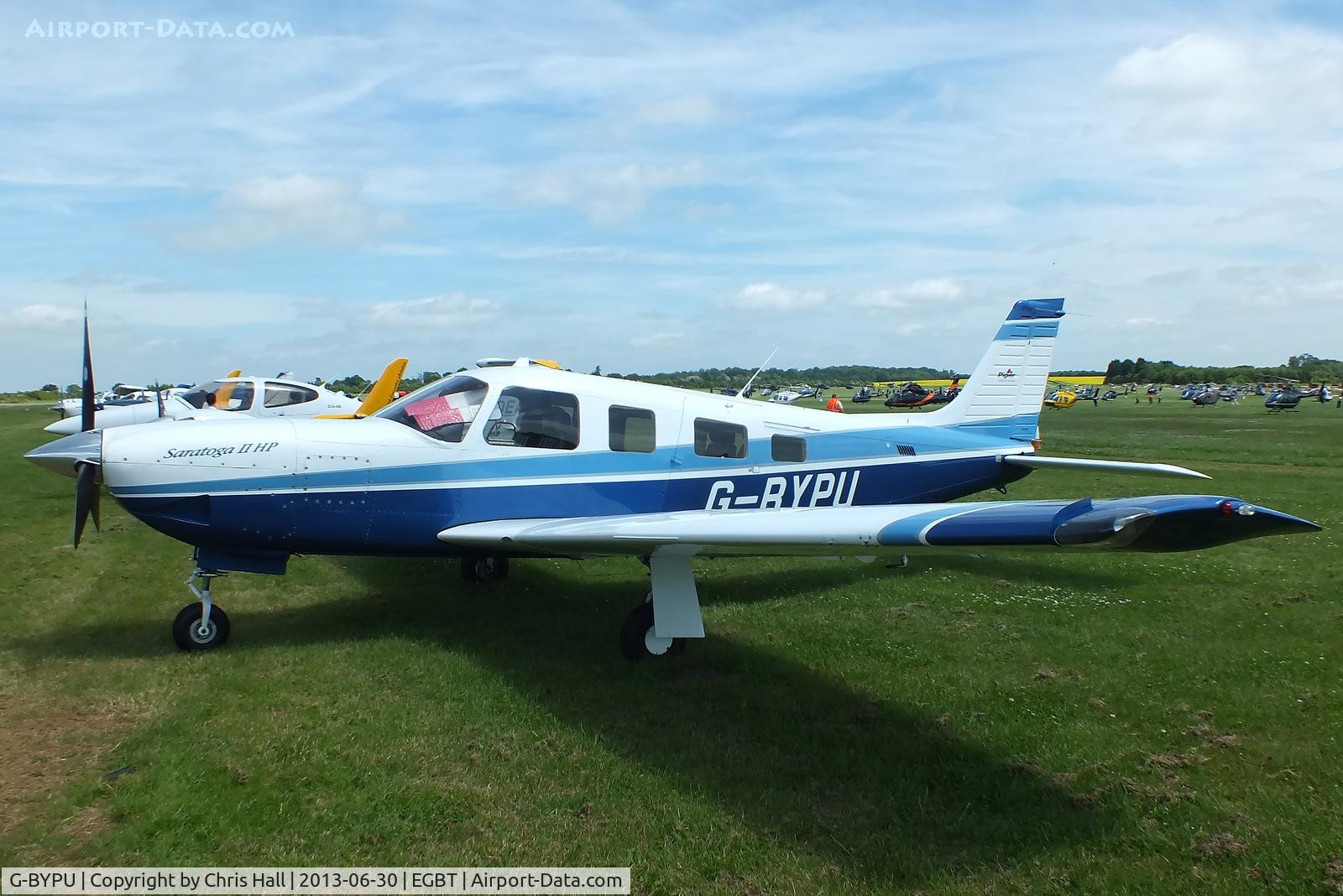 G-BYPU, 1999 Piper PA-32R-301 Saratoga SP C/N 3246150, Visitor at Turweston for the British F1 Grand Prix at Silverstone