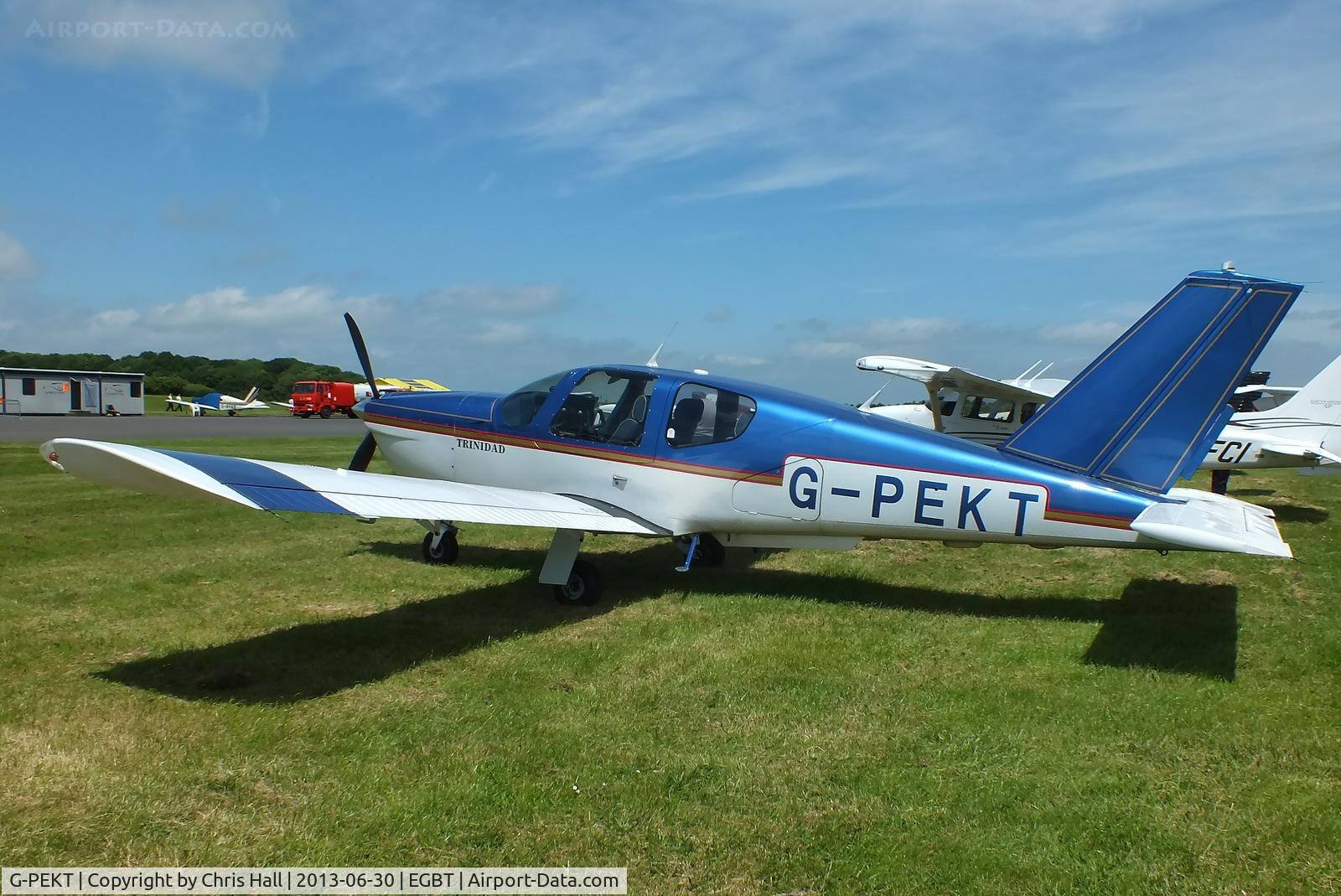 G-PEKT, 1985 Socata TB-20 Trinidad C/N 532, Visitor at Turweston for the British F1 Grand Prix at Silverstone