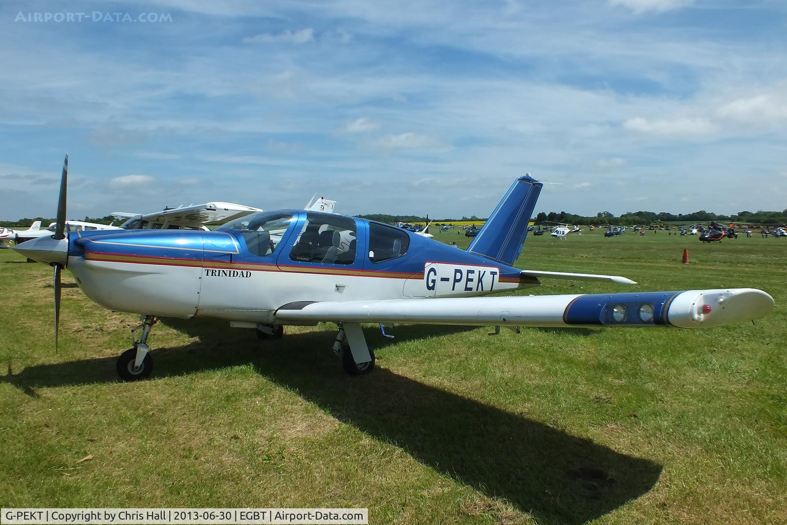 G-PEKT, 1985 Socata TB-20 Trinidad C/N 532, Visitor at Turweston for the British F1 Grand Prix at Silverstone