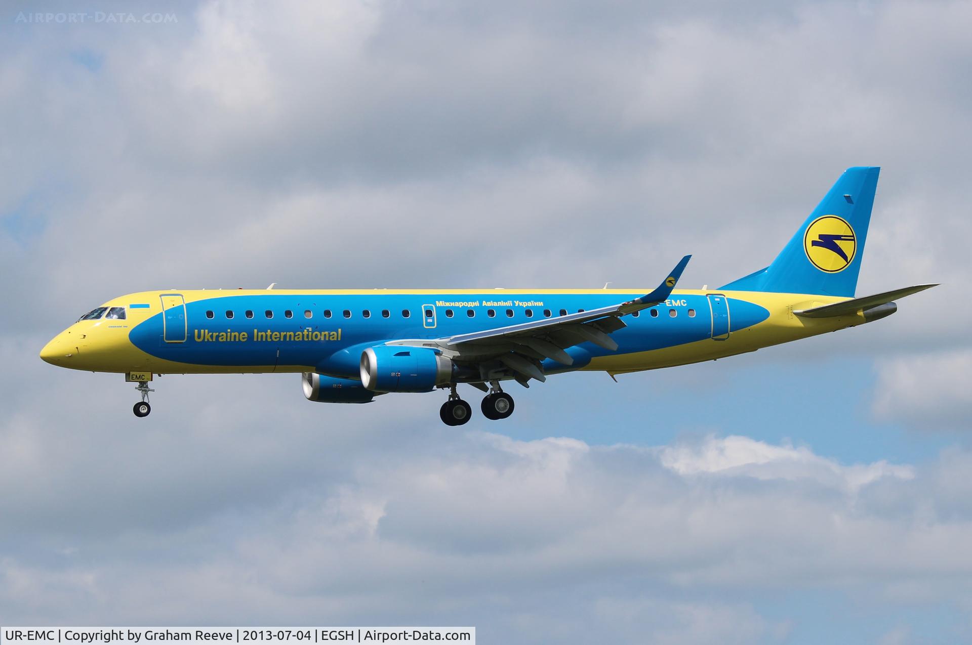 UR-EMC, 2013 Embraer 190STD (ERJ-190-100) C/N 19000589, One of three ERJ 190's of Ukraine International to land at Norwich today.