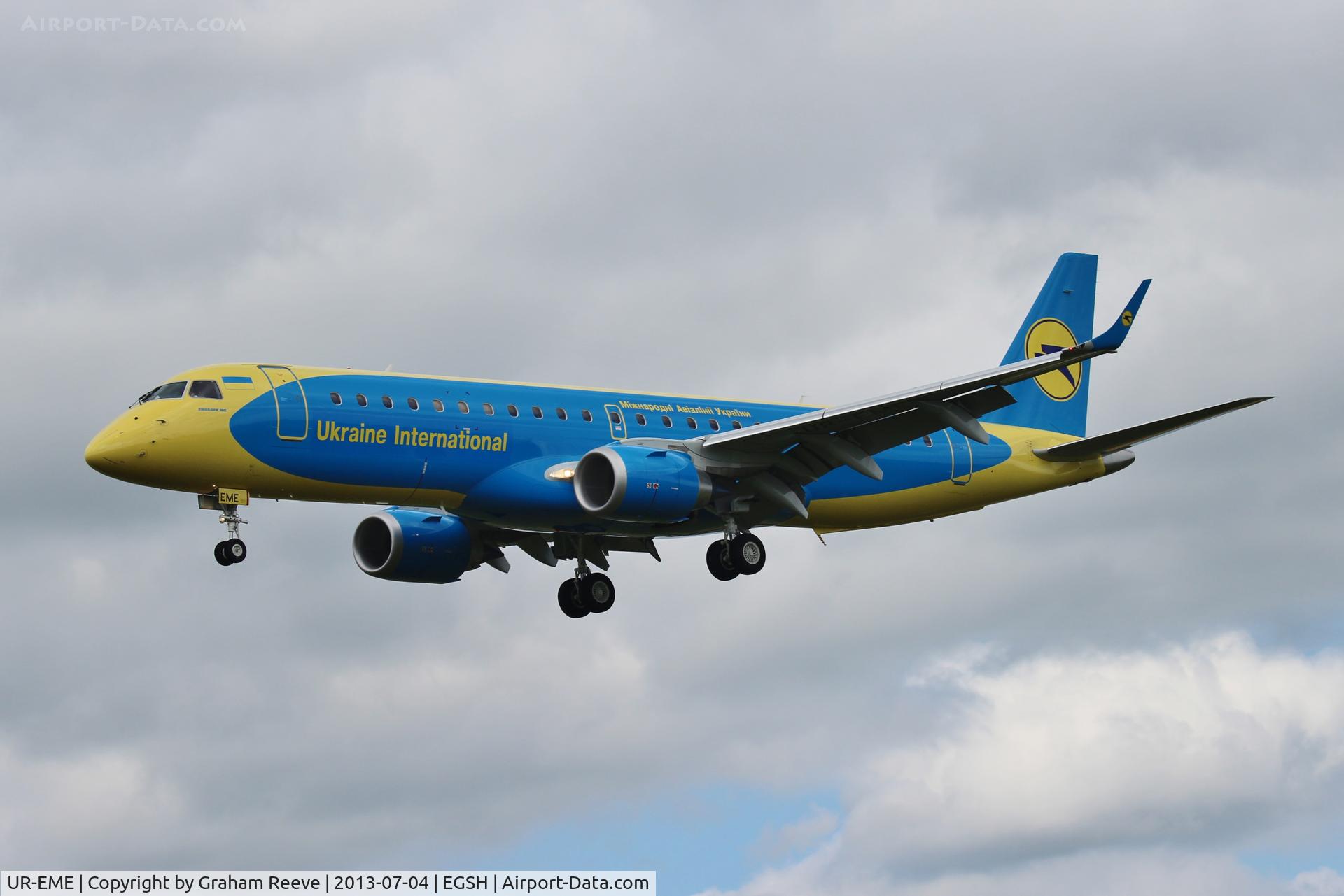 UR-EME, 2013 Embraer 190STD (ERJ-190-100) C/N 19000614, The third Ukraine International to land at Norwich today.