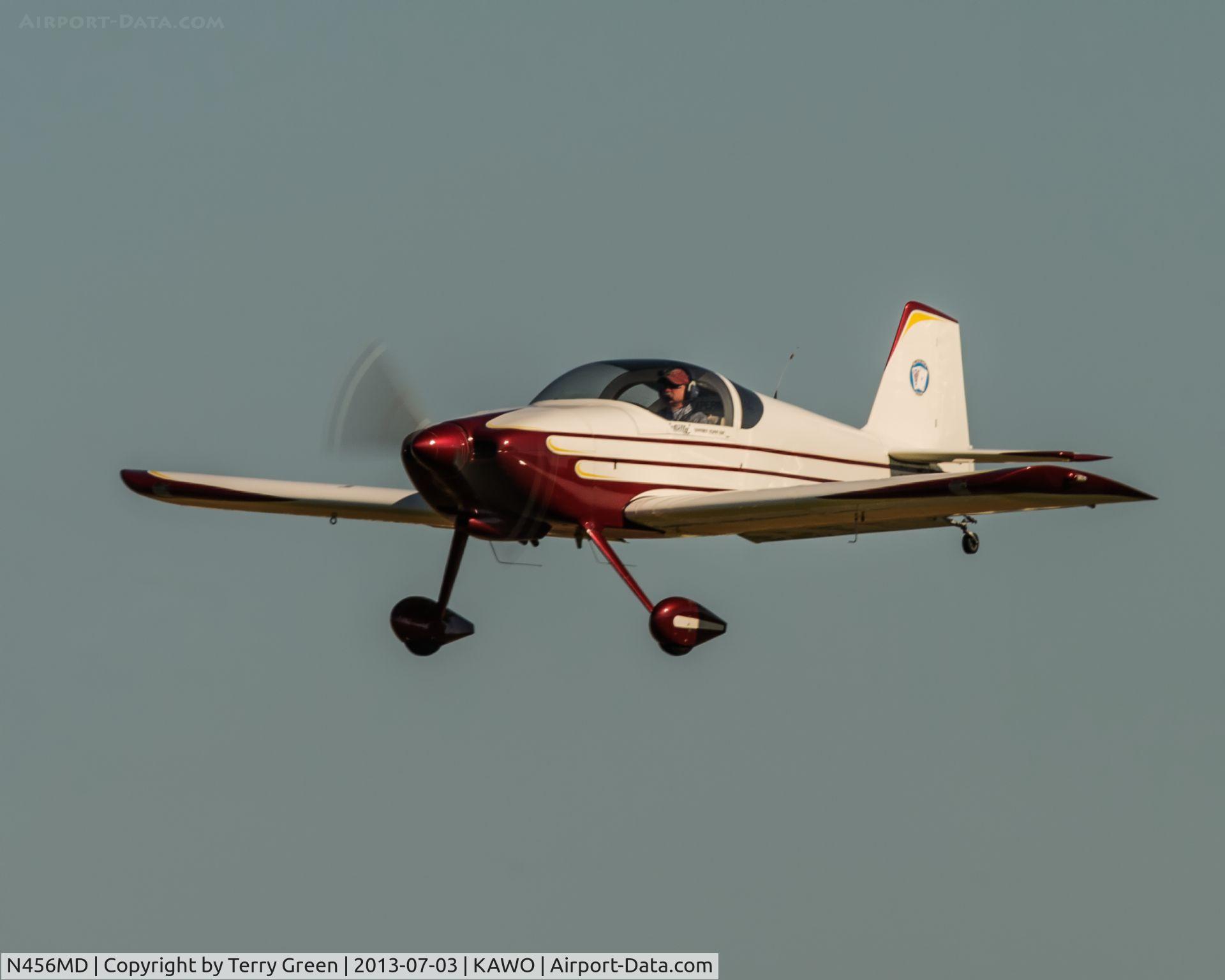 N456MD, 1996 Vans RV-6 C/N 20107, Black Jack Squadron member landing 34 @ KAWO