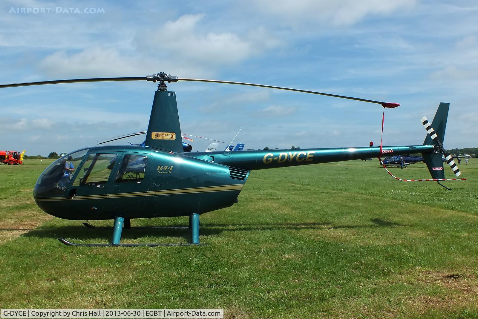 G-DYCE, 2003 Robinson R44 Raven II C/N 10148, being used for ferrying race fans to the British F1 Grand Prix at Silverstone