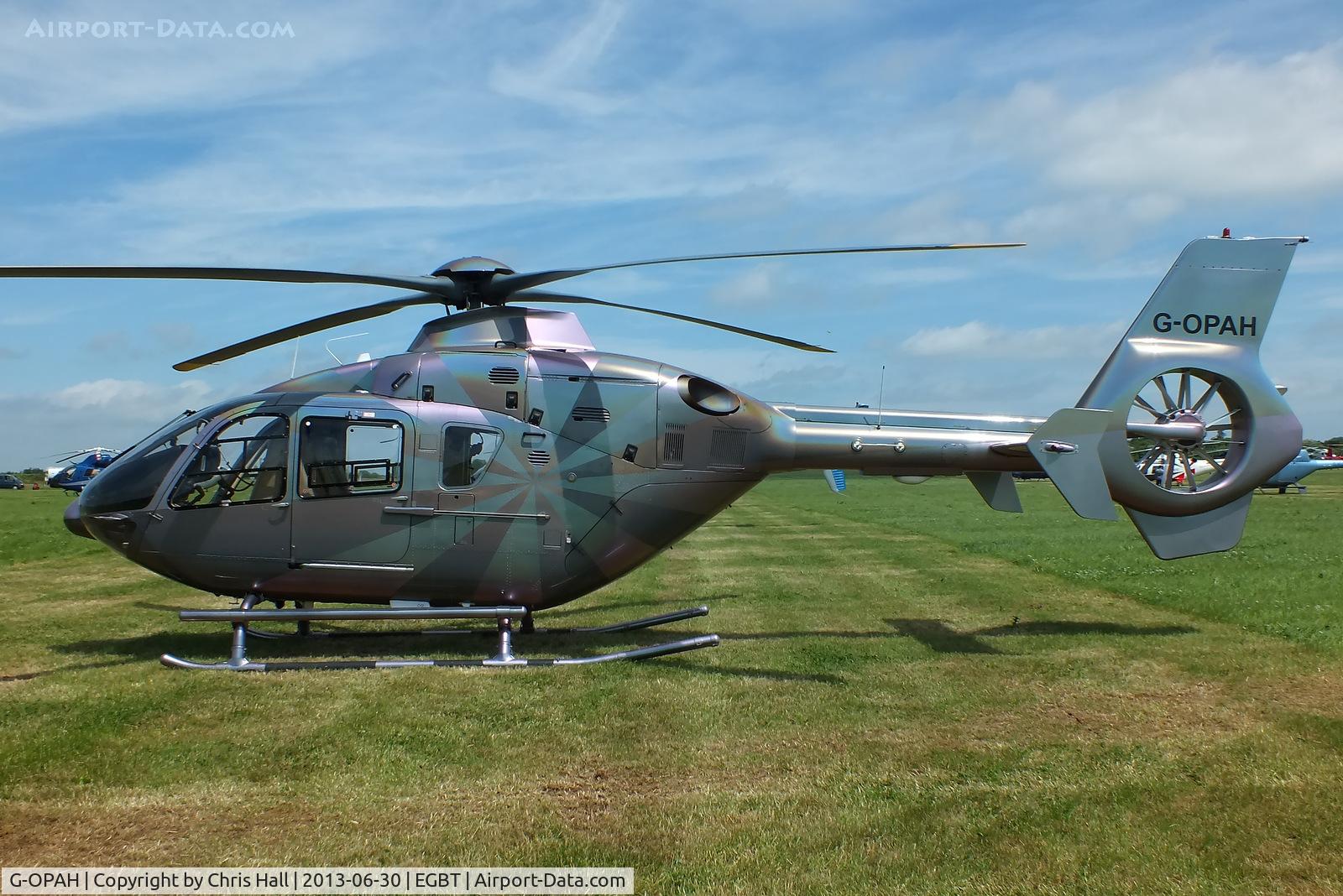 G-OPAH, 2007 Eurocopter EC-135T-2+ C/N 0635, being used for ferrying race fans to the British F1 Grand Prix at Silverstone