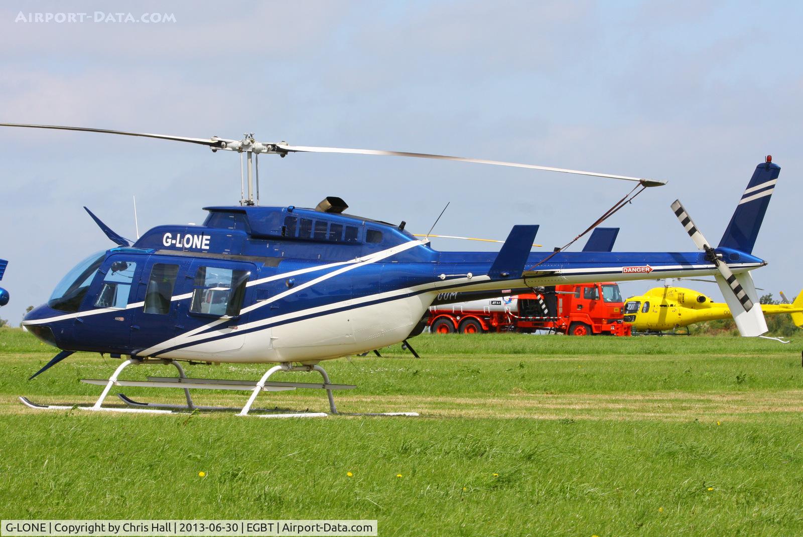 G-LONE, 1982 Bell 206L-1 LongRanger II C/N 45729, being used for ferrying race fans to the British F1 Grand Prix at Silverstone