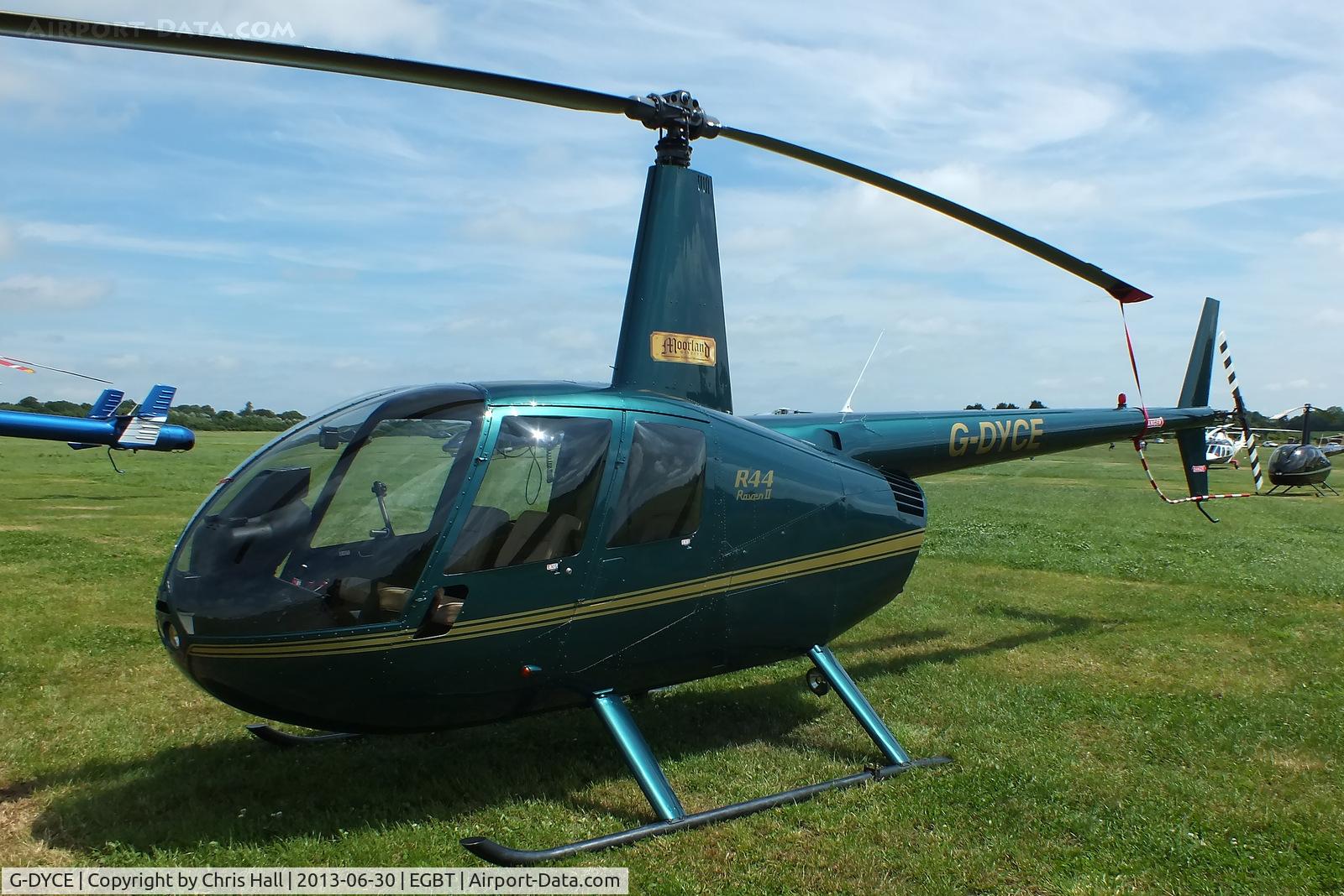 G-DYCE, 2003 Robinson R44 Raven II C/N 10148, being used for ferrying race fans to the British F1 Grand Prix at Silverstone