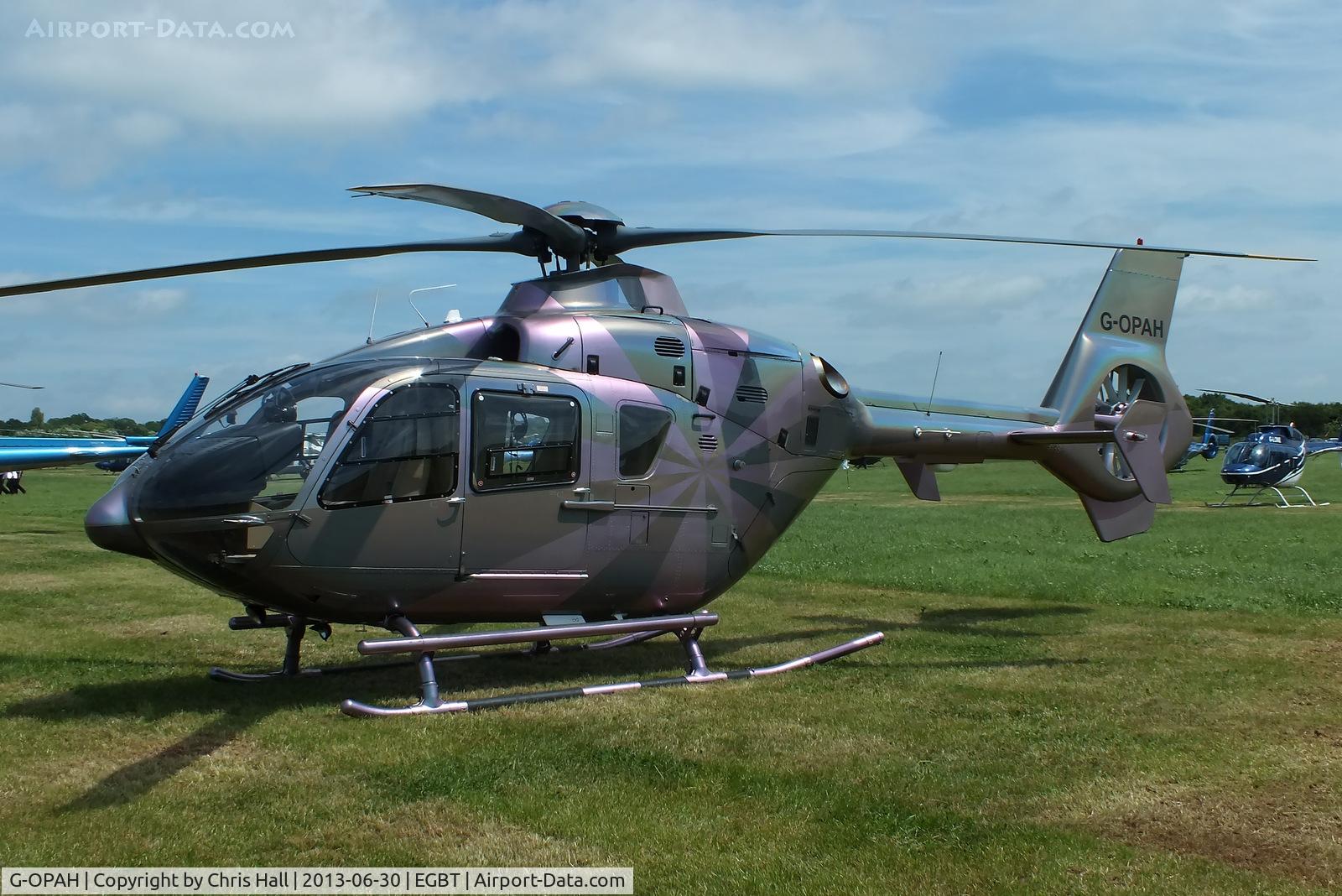 G-OPAH, 2007 Eurocopter EC-135T-2+ C/N 0635, being used for ferrying race fans to the British F1 Grand Prix at Silverstone