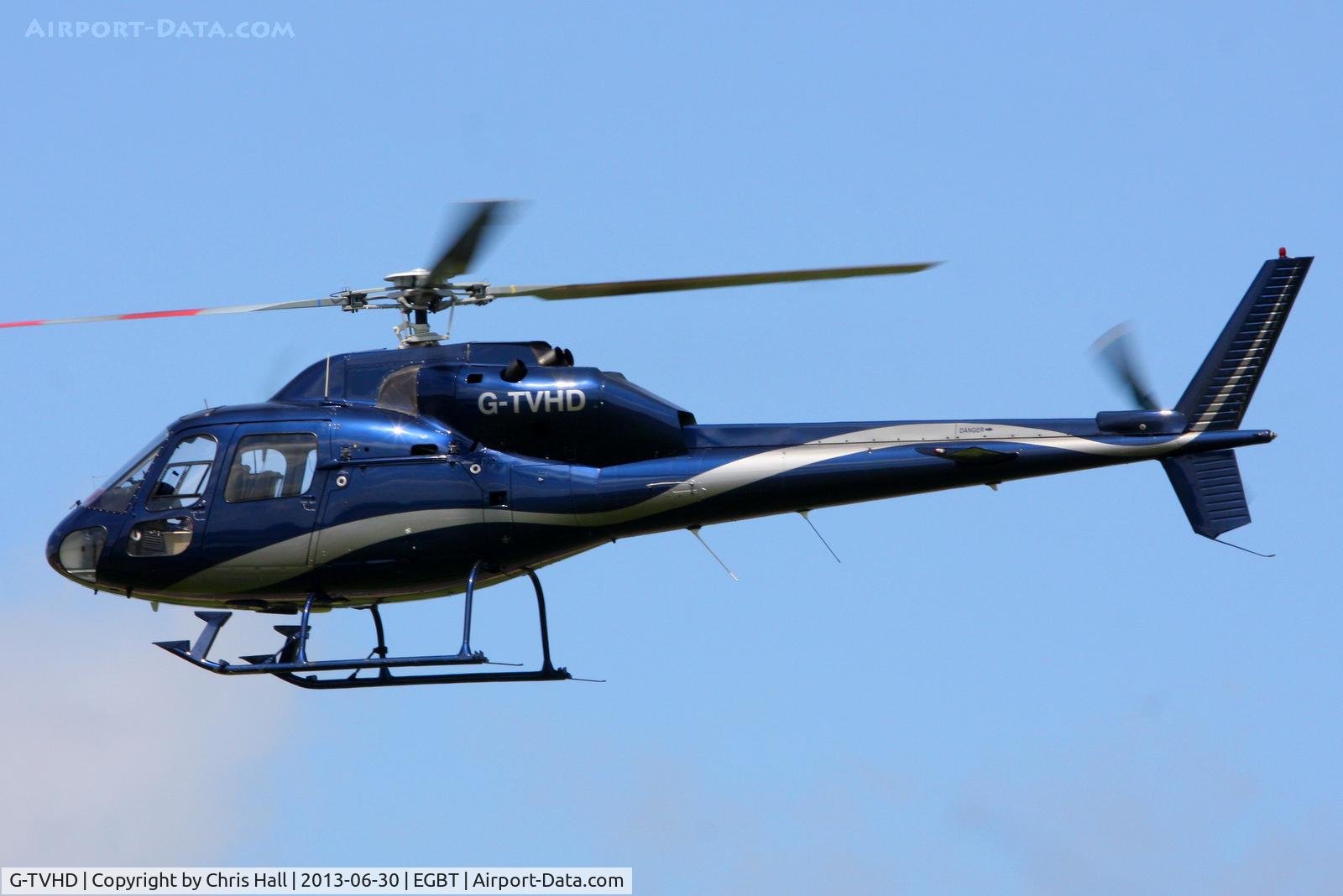 G-TVHD, 1990 Aerospatiale AS-355F-2 Ecureuil 2 C/N 5449, being used for ferrying race fans to the British F1 Grand Prix at Silverstone