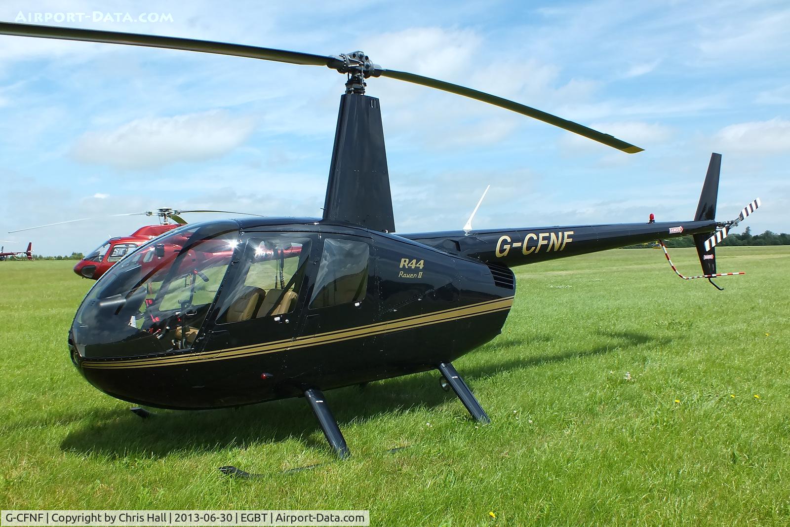 G-CFNF, 2008 Robinson R44 Raven II C/N 12496, being used for ferrying race fans to the British F1 Grand Prix at Silverstone