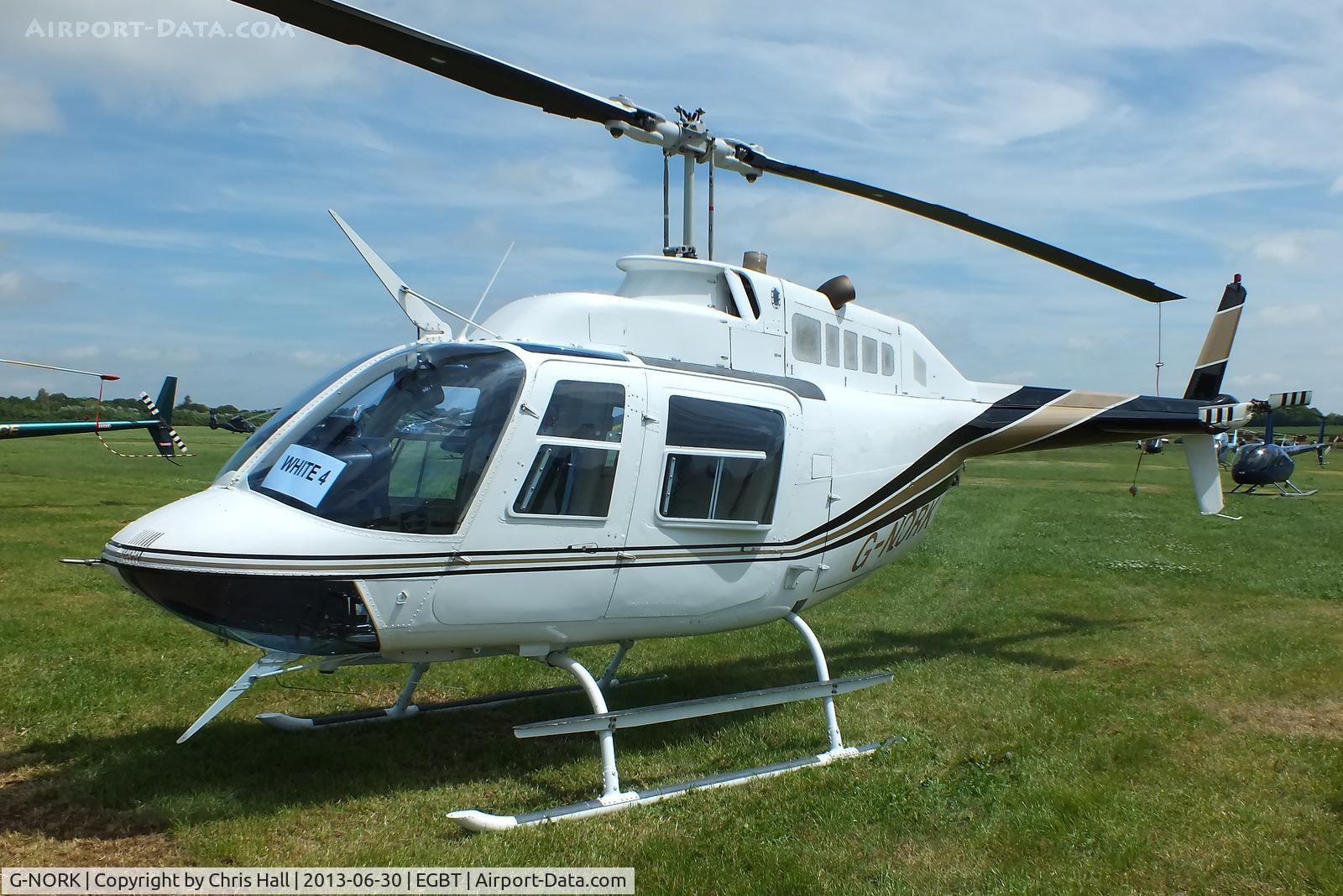G-NORK, 1982 Bell 206B JetRanger III C/N 3615, being used for ferrying race fans to the British F1 Grand Prix at Silverstone