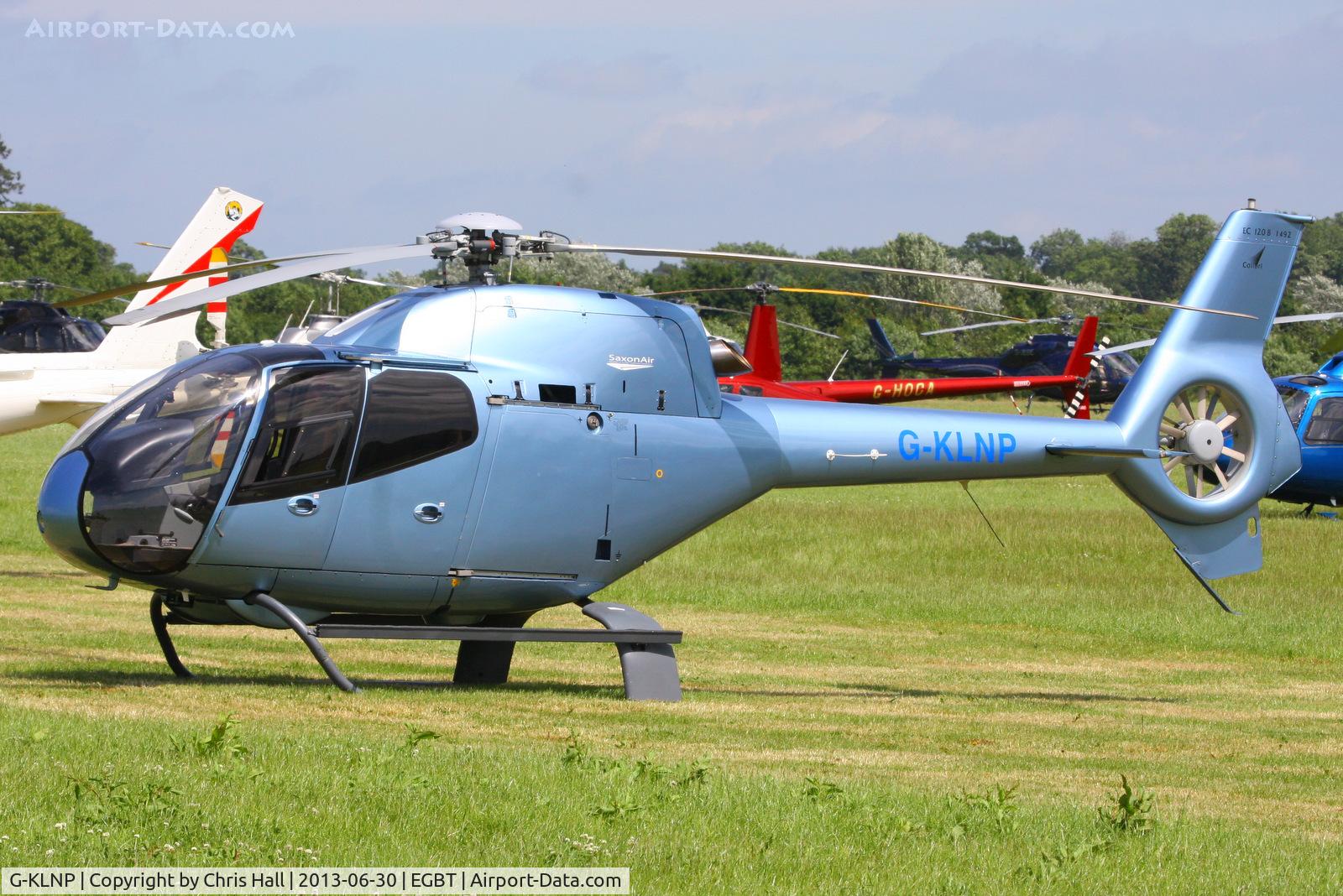 G-KLNP, 2007 Eurocopter EC-120B Colibri C/N 1492, being used for ferrying race fans to the British F1 Grand Prix at Silverstone
