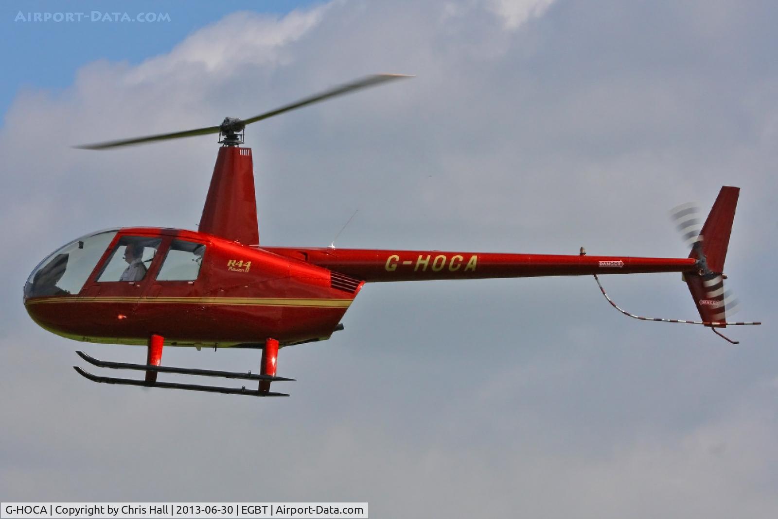 G-HOCA, 2008 Robinson R44 Raven II C/N 12388, being used for ferrying race fans to the British F1 Grand Prix at Silverstone