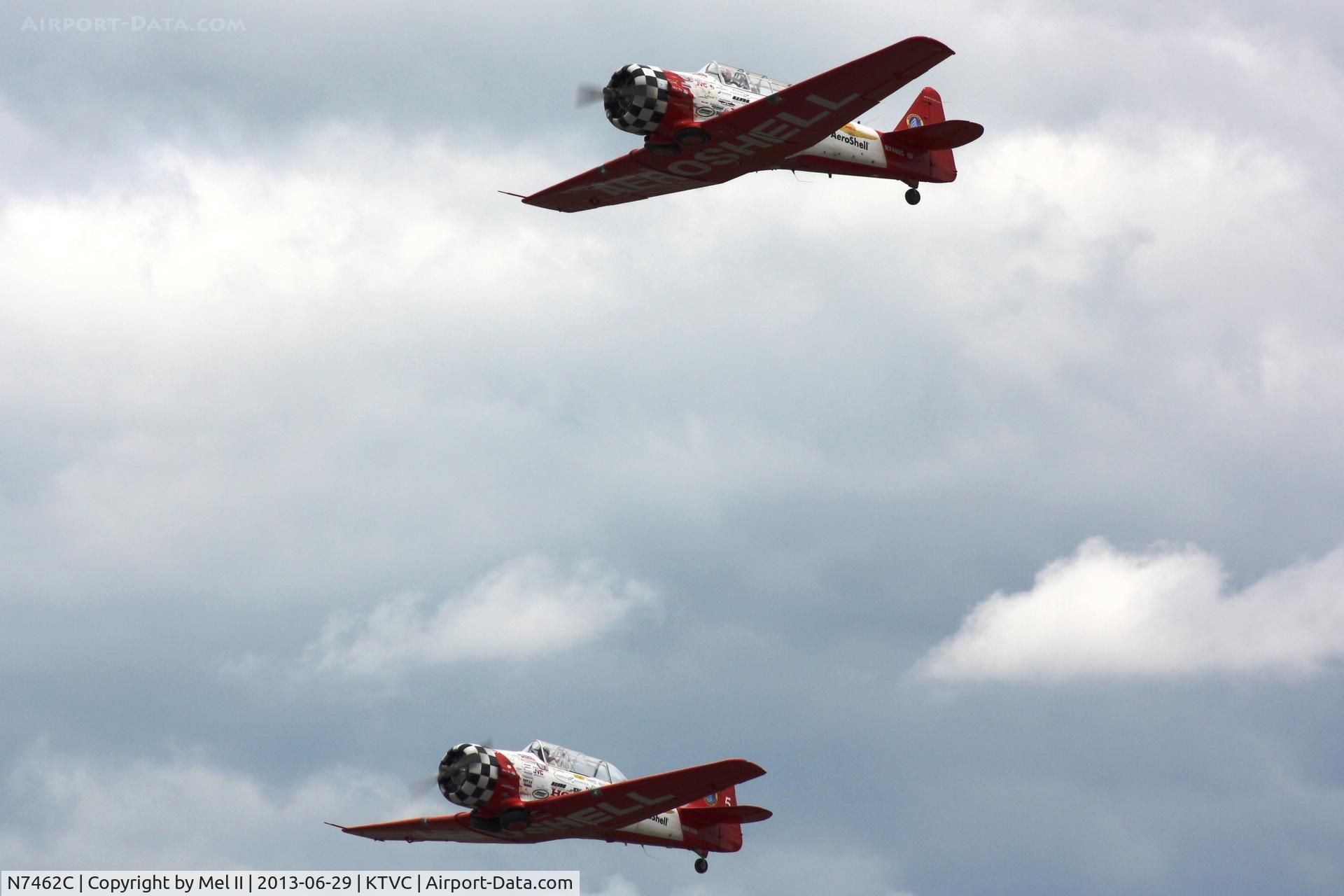 N7462C, North American AT-6B Texan C/N 121-43211, With N991GM Departing RWY 36