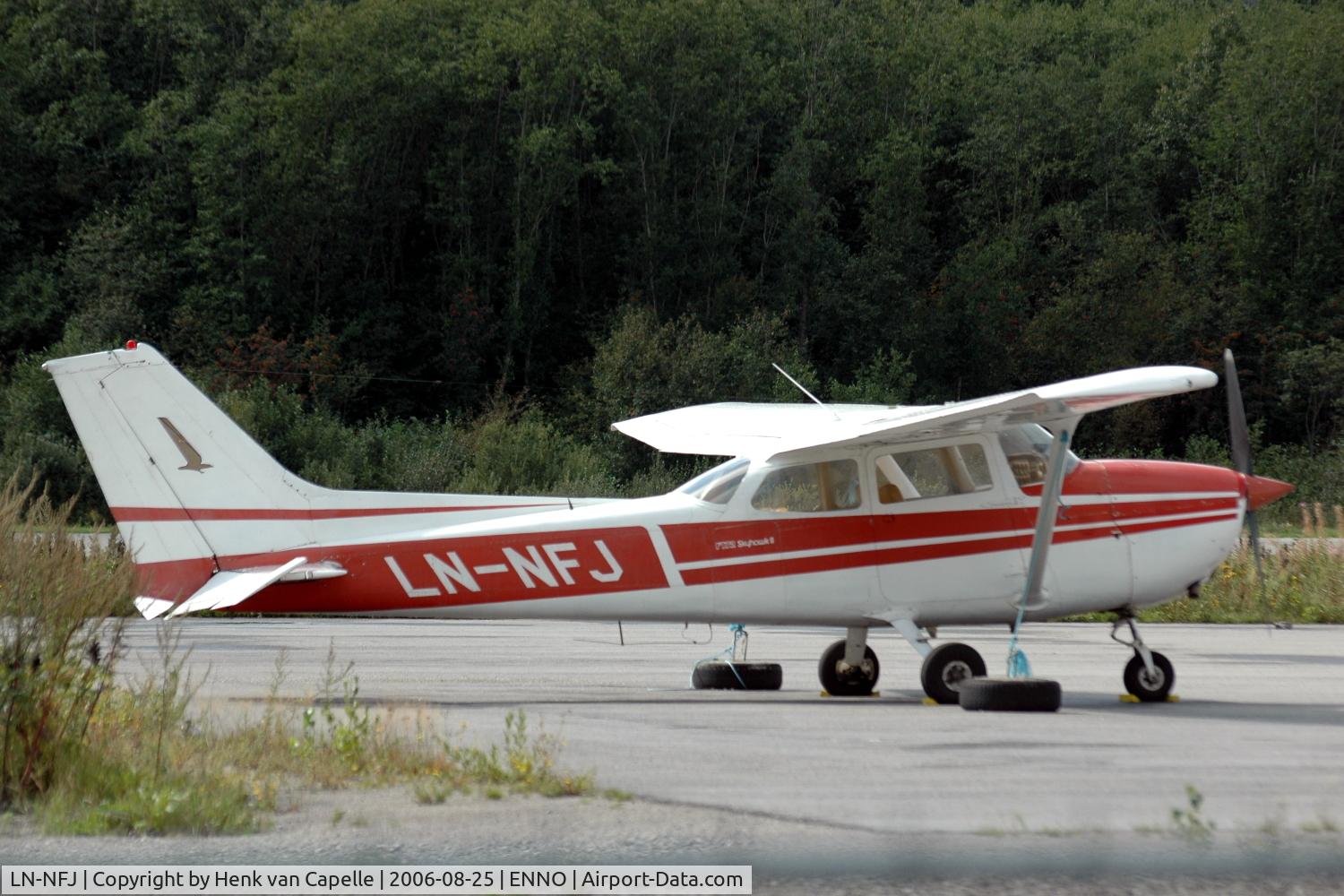 LN-NFJ, Reims F172M ll Skyhawk C/N 1483, Cessna F172M of the Notodden og Kongsberg Flyklubb parked at Notudden airfield, Norway.