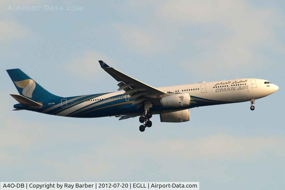 A4O-DB, 2009 Airbus A330-343 C/N 1044, Airbus A330-343X [1044] (Oman Air) Home~G 20/07/2012. On approach 27L.