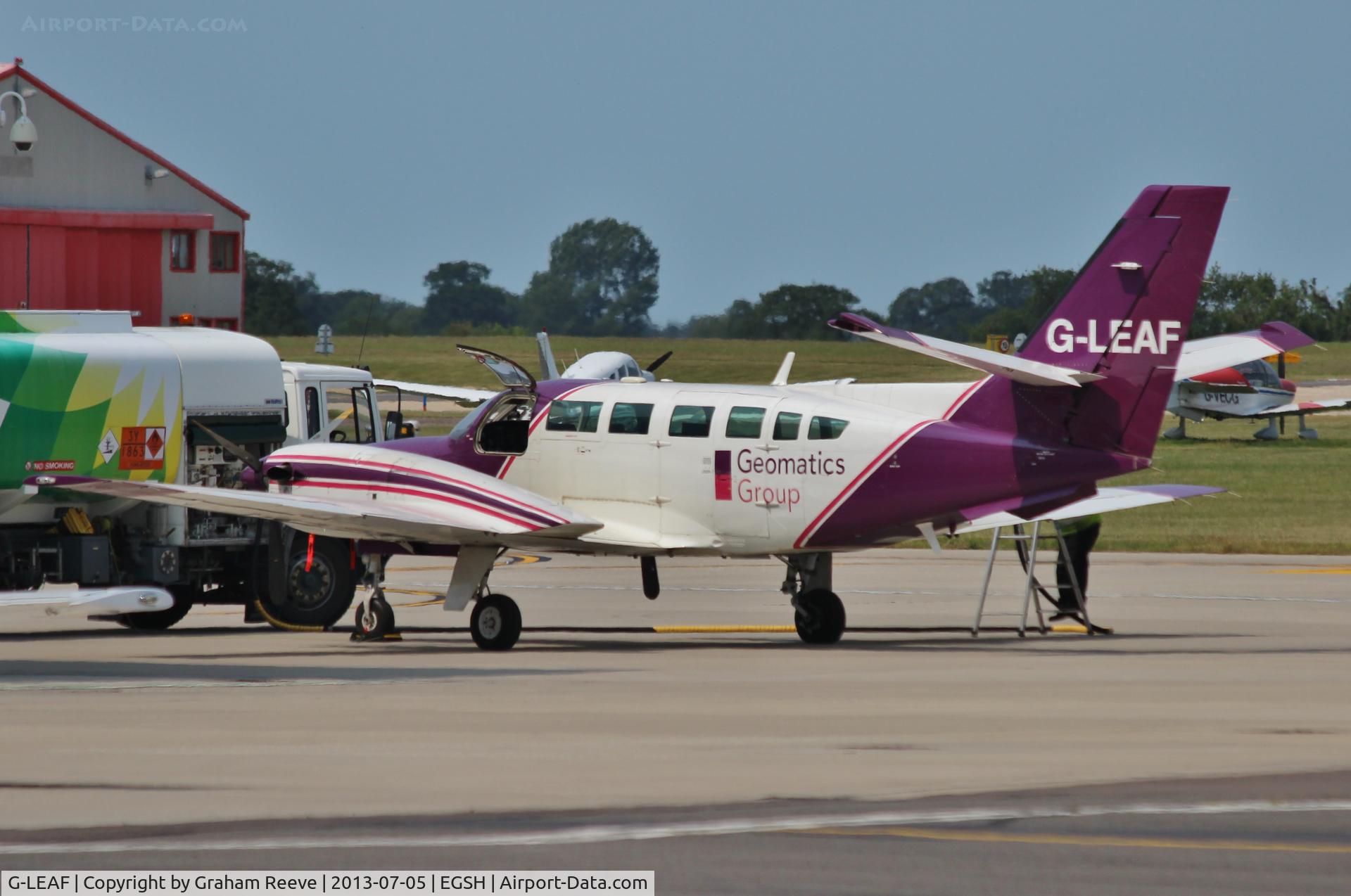 G-LEAF, 1987 Reims F406 Caravan II C/N F406-0018, Being refueled at Norwich.