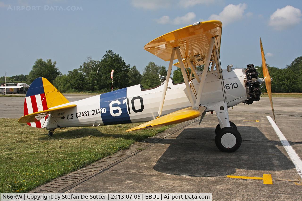N66RW, 1941 Boeing A75N1(PT17) C/N 752016, Parked at Vliegclub Ursel.