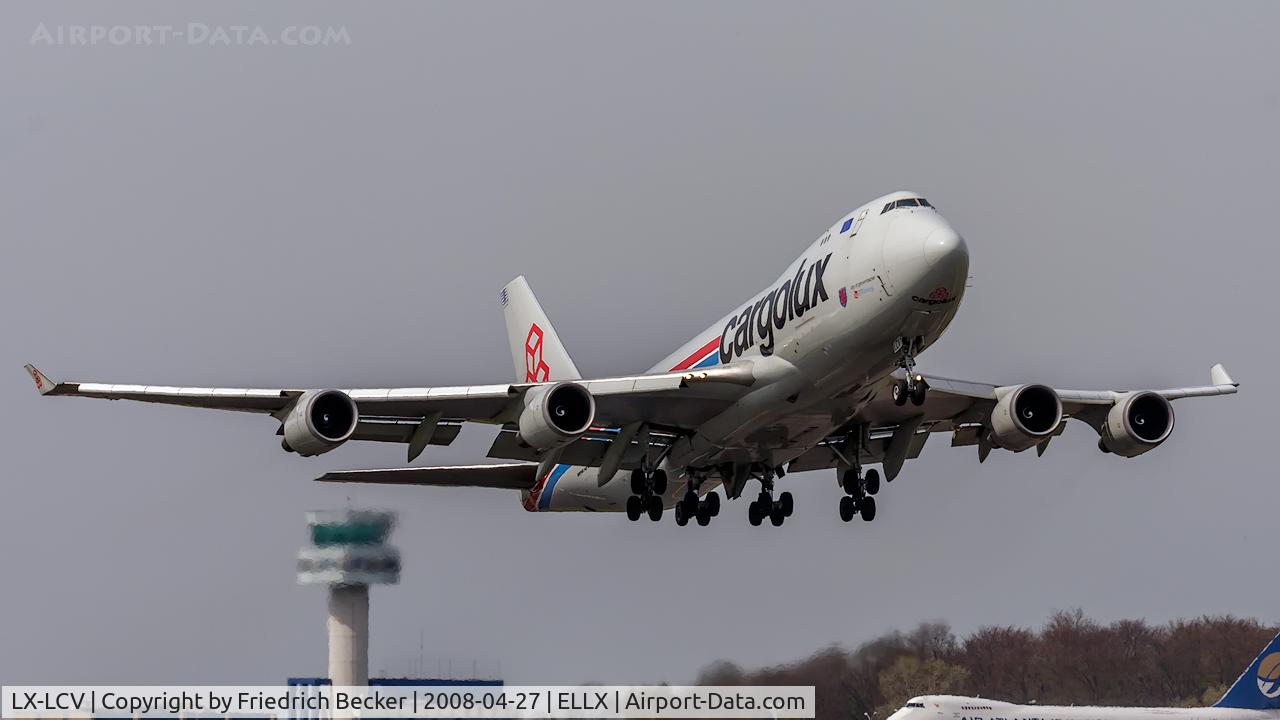 LX-LCV, 1997 Boeing 747-4R7F/SCD C/N 29053, departure from Lux via RW06