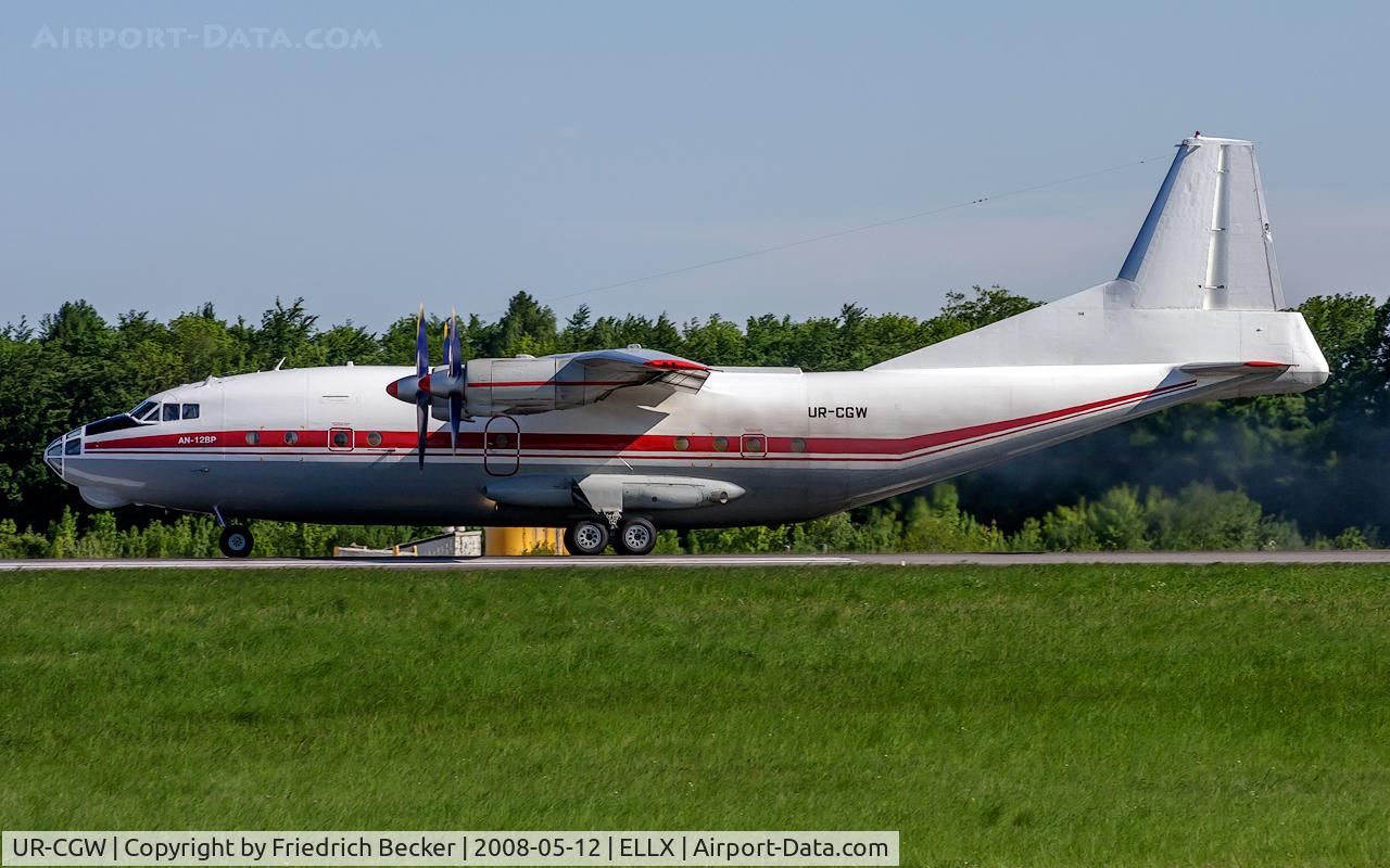 UR-CGW, 1964 Antonov An-12BP C/N 402410, departure from Lux via RW06