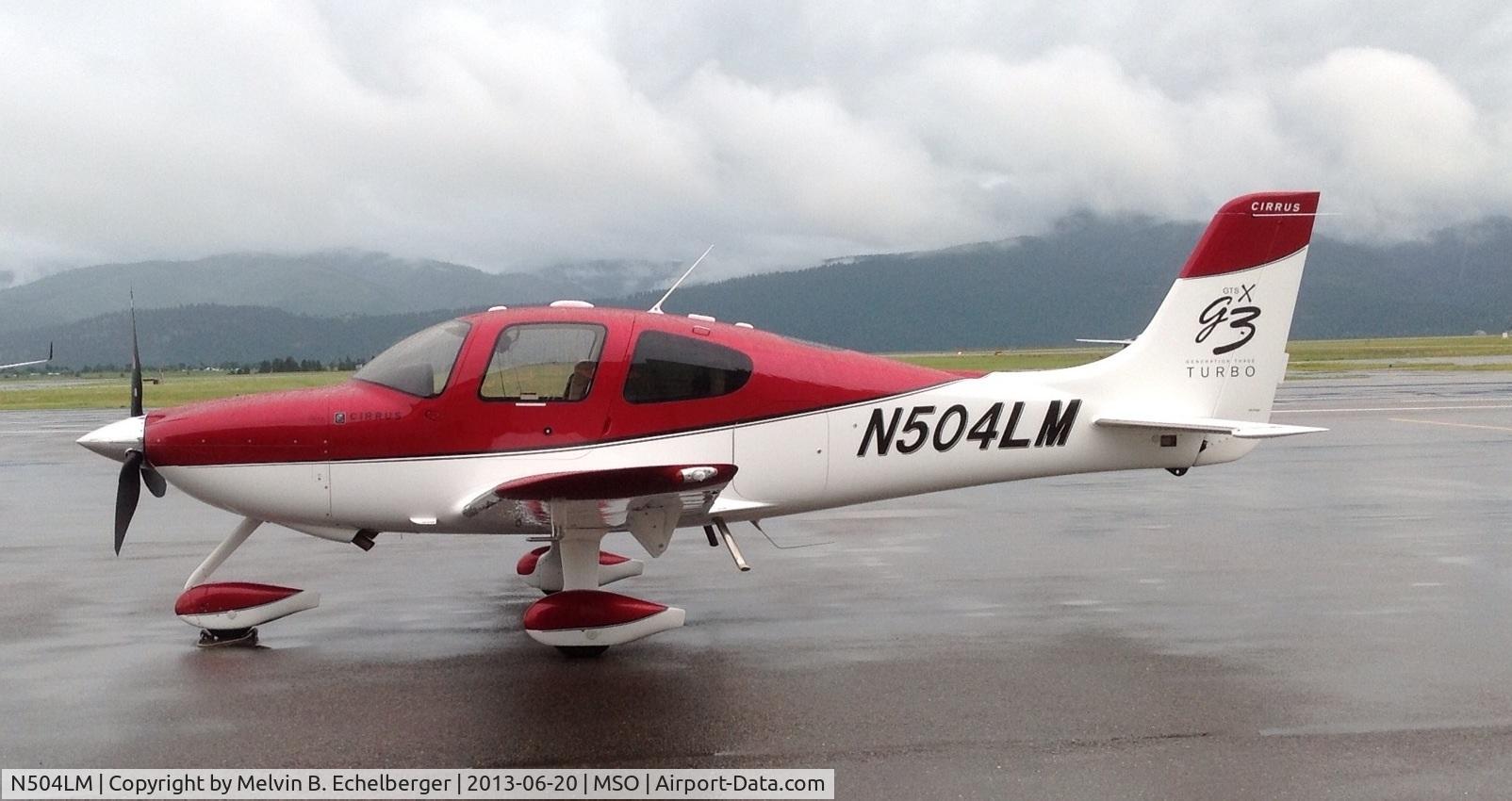 N504LM, 2008 Cirrus SR22 C/N 2912, Stopped in Missoula MT. To visit the Smoke Jumper Museum, and pick up old radios from them to transport to the Smoke Jumper museum in Cave Junction, OR.