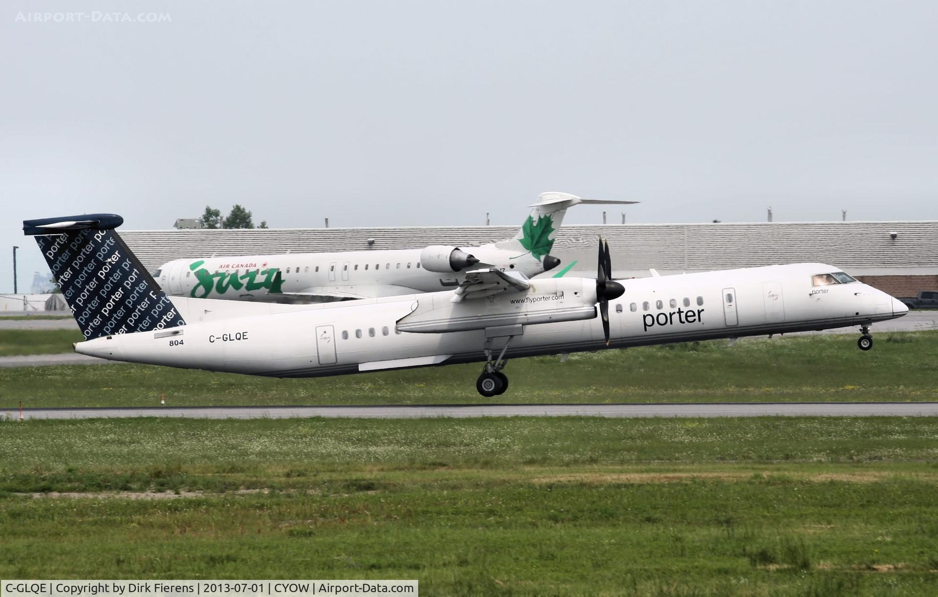 C-GLQE, 2006 De Havilland Canada DHC-8-402Q Dash 8 C/N 4140, Leaving Ottawa for Toronto.