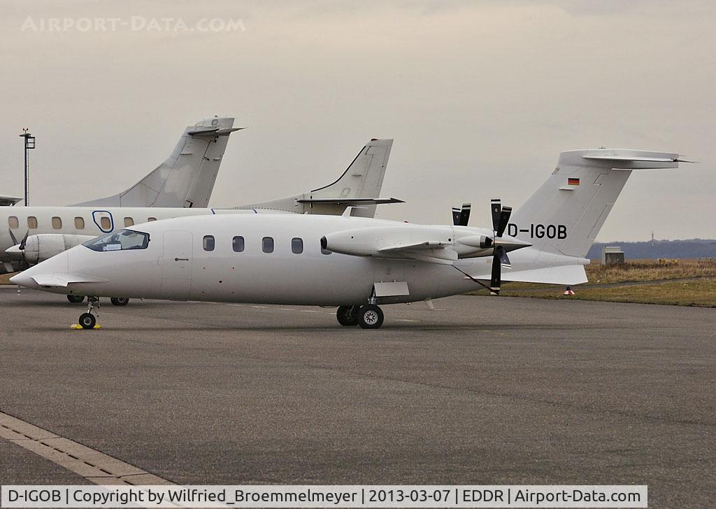 D-IGOB, 1992 Piaggio P-180 Avanti C/N 1016, Based at EDDR, waiting to be towed into the hangar.