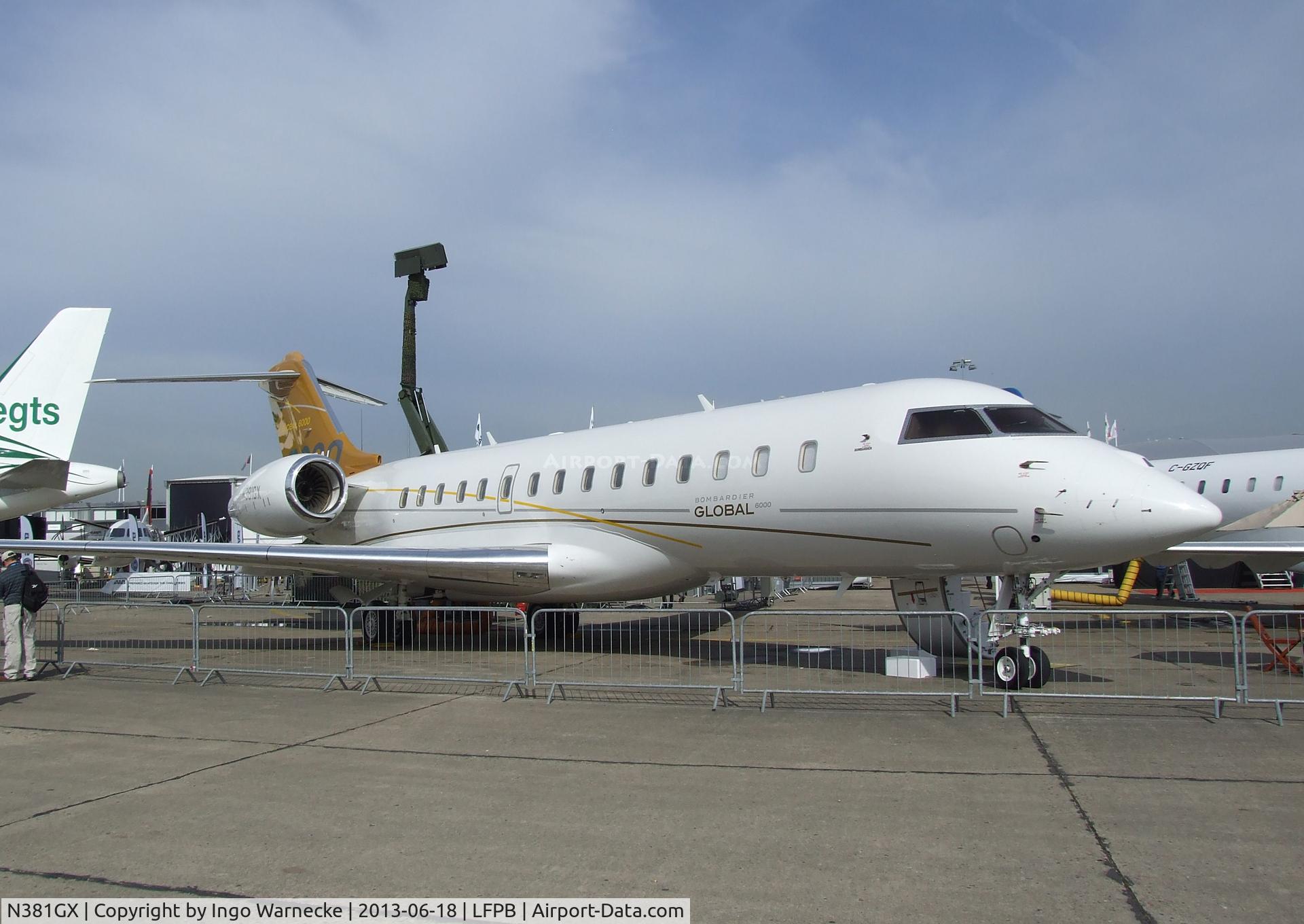 N381GX, 2012 Bombardier Global 6000 (BD-700-1A10) C/N 9381, Bombardier Global 6000 (BD-700 1A10) at the Aerosalon 2013, Paris
