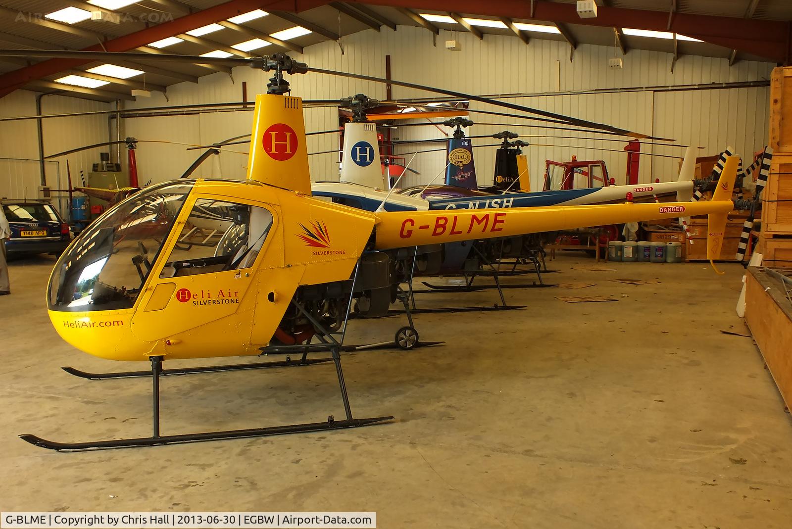 G-BLME, 1980 Robinson R22 C/N 0032, inside the Heliair hangar
