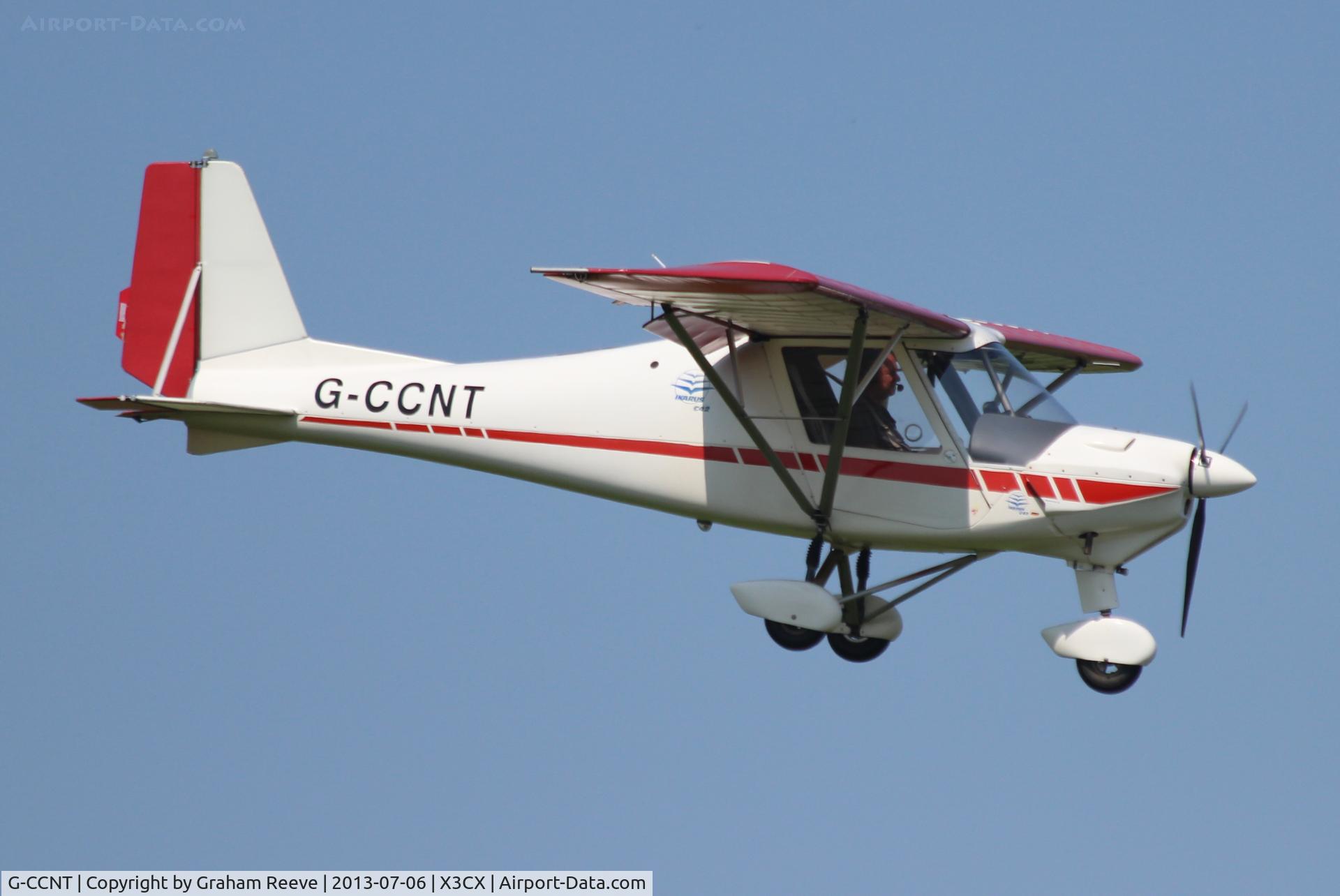 G-CCNT, 2003 Comco Ikarus C42 FB80 C/N 0311-6585, About to touch down at Northrepps.