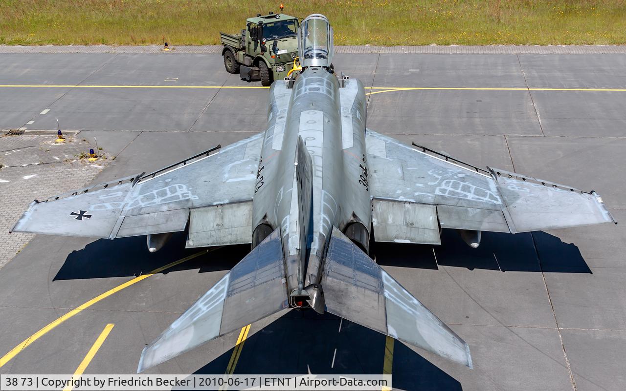 38 73, 1972 McDonnell Douglas F-4F Phantom II C/N 4791, pushback into its hardened aircraft shelter