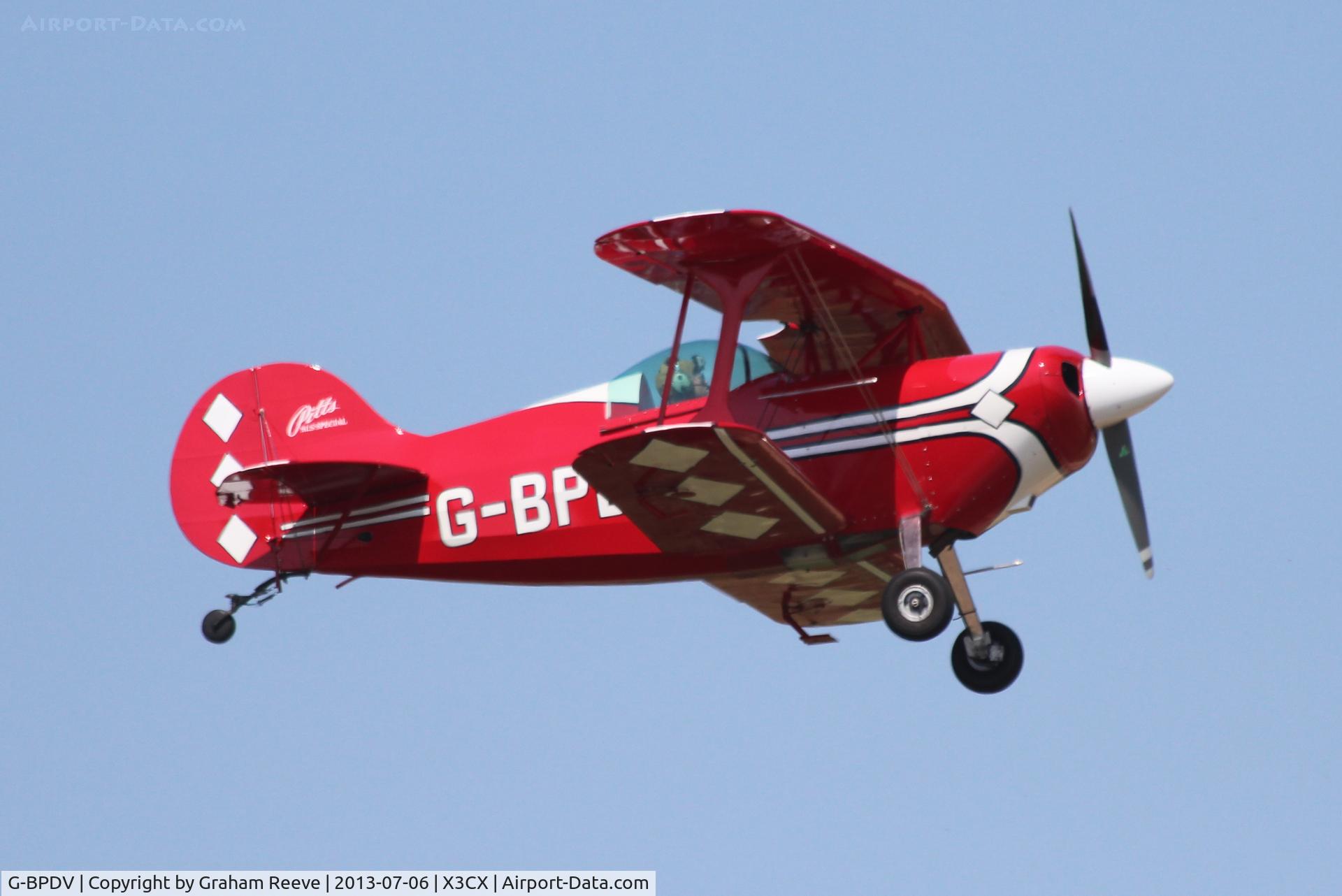 G-BPDV, 1970 Pitts S-1S Special C/N 27P, About to touch down at Northrepps.