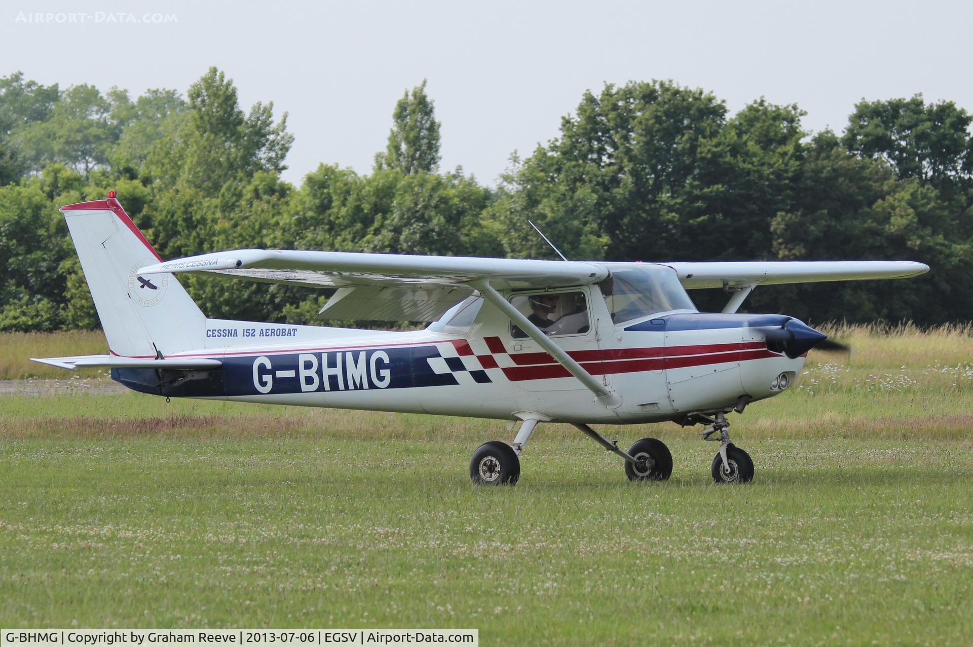G-BHMG, 1980 Reims FA152 Aerobat C/N 0368, Just landed at Old Buckenham.