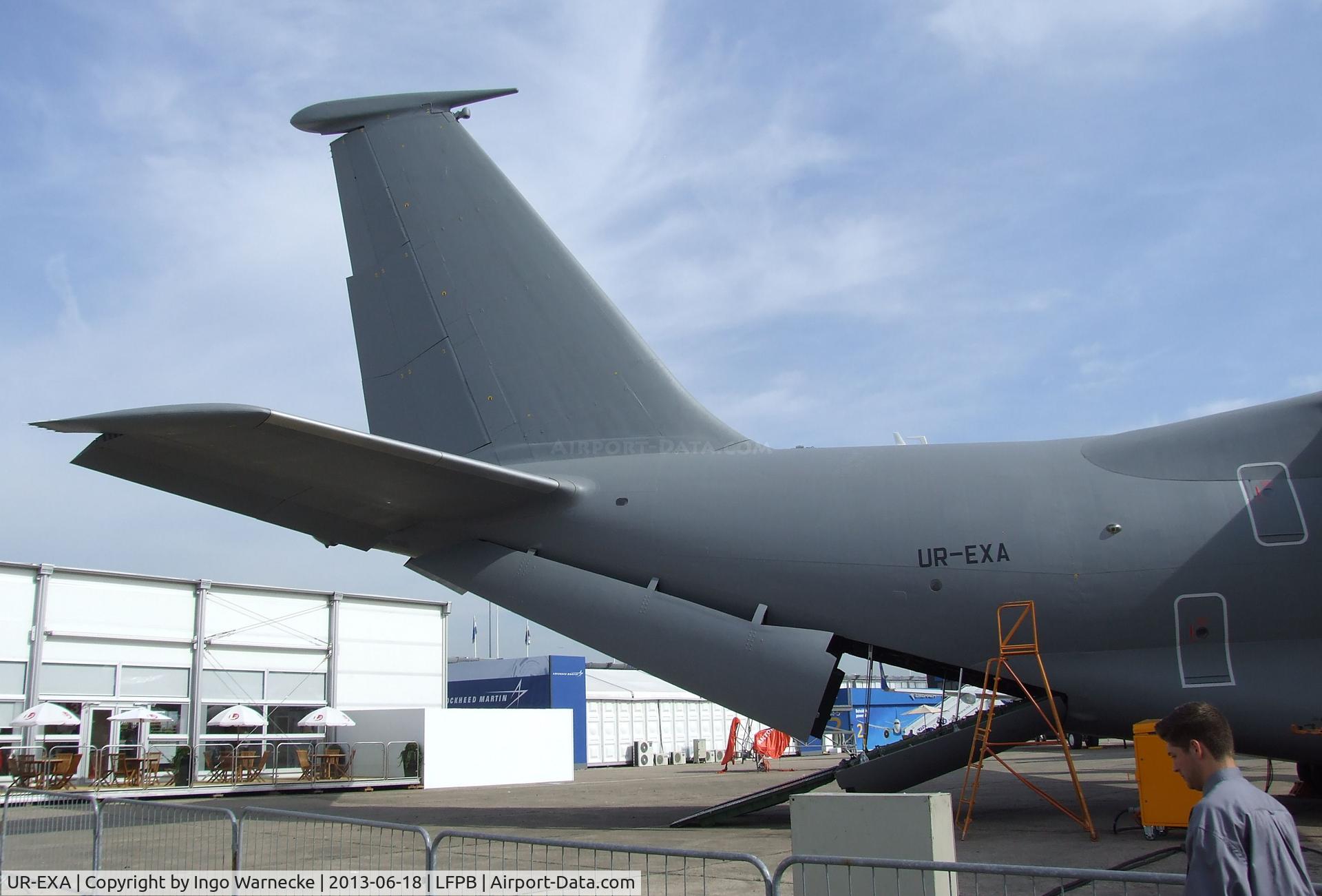 UR-EXA, Antonov An-70 C/N 770102, Antonov An-70 (with upgraded avionics and propellers, repainted and reregistered) at the Aerosalon 2013, Paris