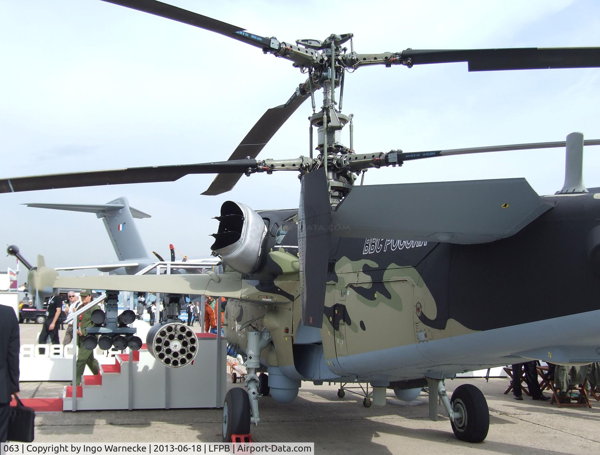 063, Kamov Ka-52 Alligator C/N 3538264800003, Kamov Ka-52 Alligator HOKUM-B of the VVS (Russian Air Force) at the Aerosalon 2013, Paris