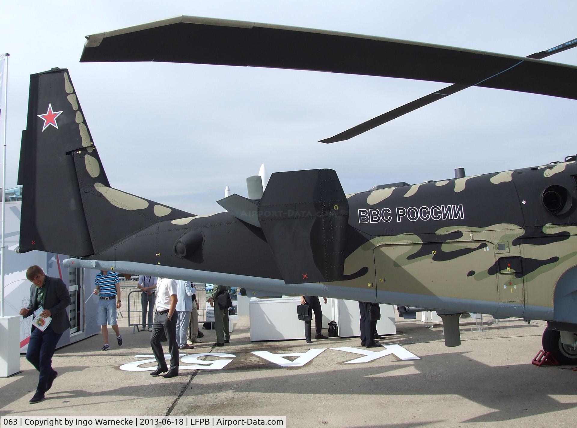 063, Kamov Ka-52 Alligator C/N 3538264800003, Kamov Ka-52 Alligator HOKUM-B of the VVS (Russian Air Force) at the Aerosalon 2013, Paris