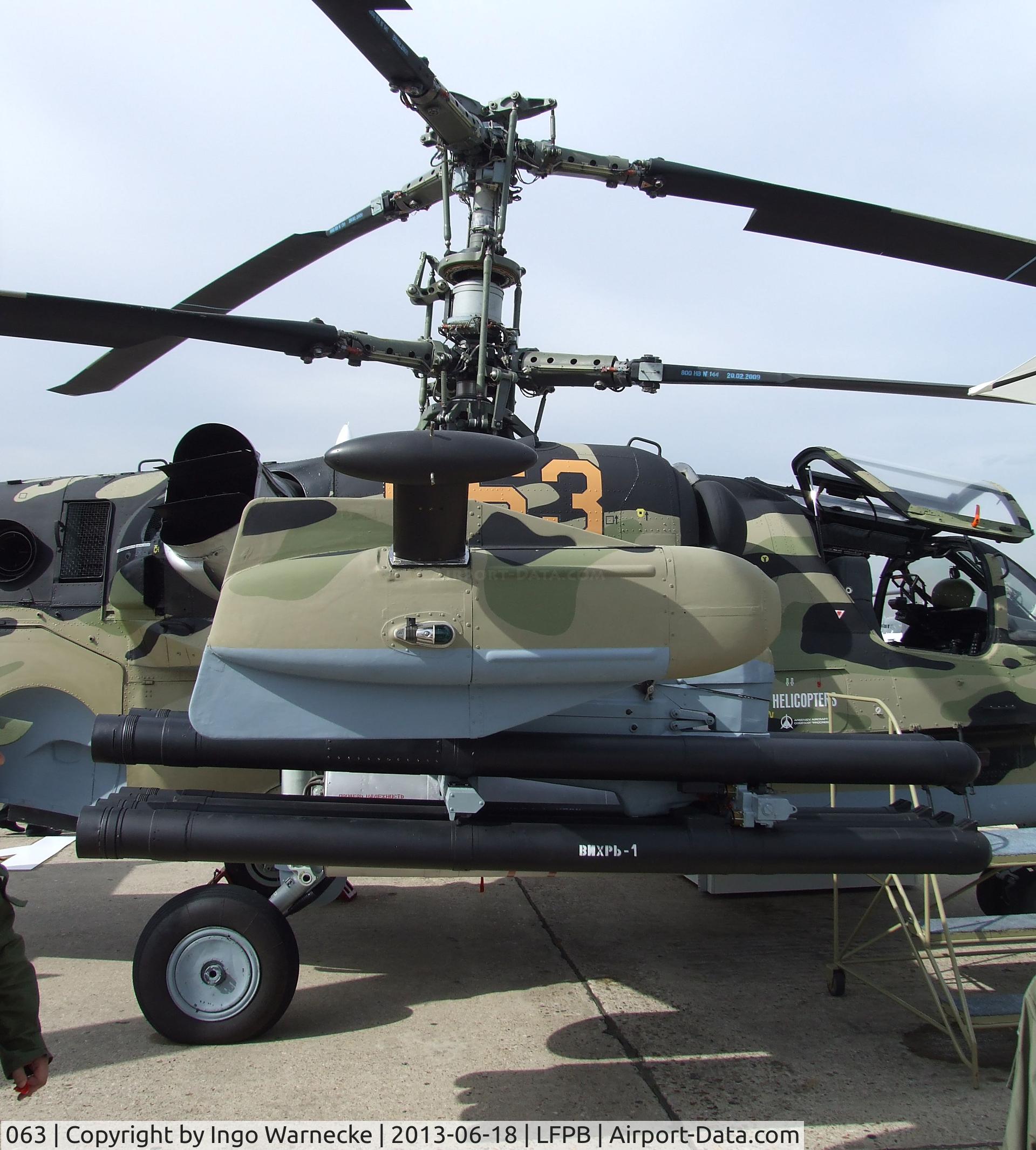 063, Kamov Ka-52 Alligator C/N 3538264800003, Kamov Ka-52 Alligator HOKUM-B of the VVS (Russian Air Force) at the Aerosalon 2013, Paris