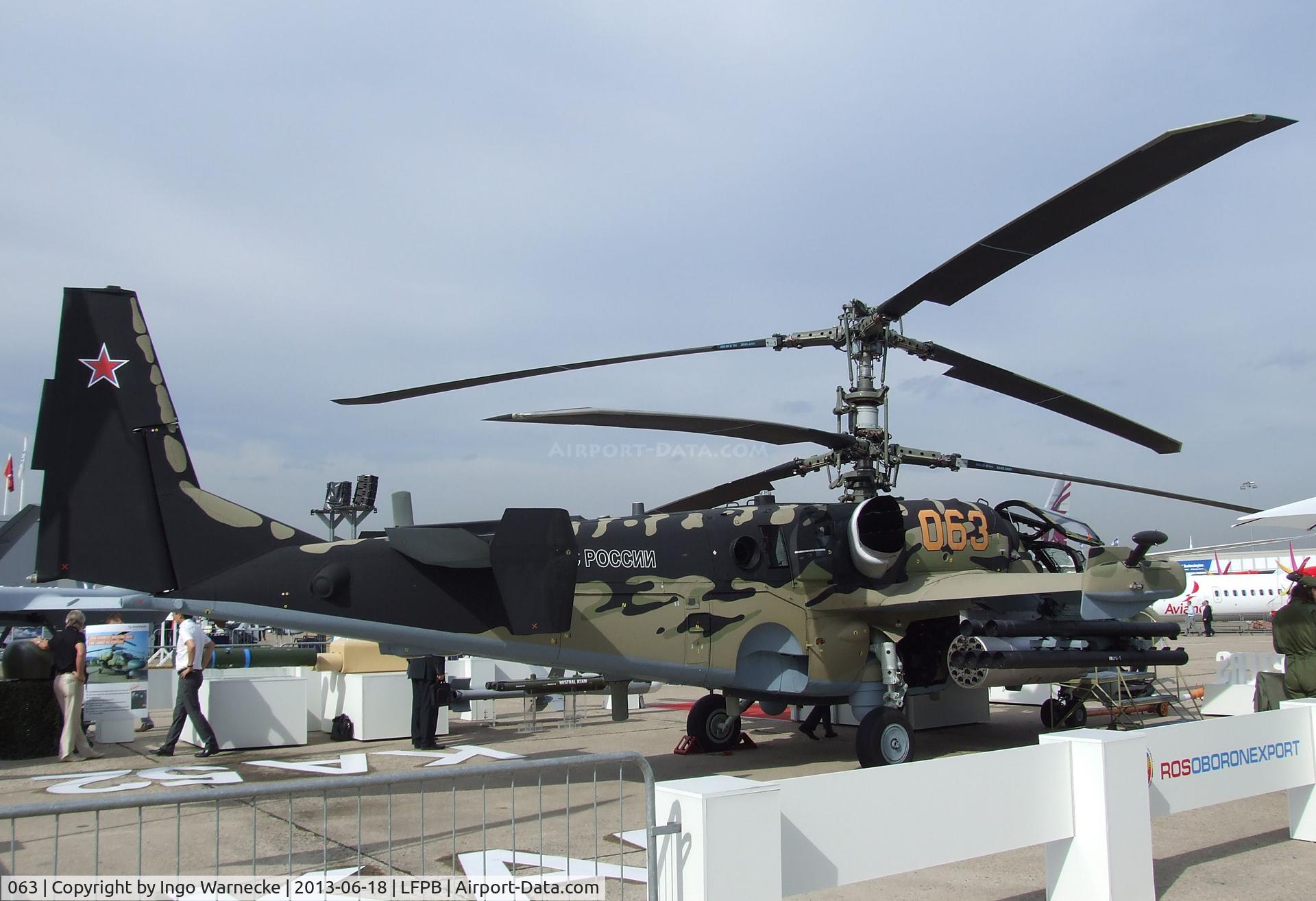 063, Kamov Ka-52 Alligator C/N 3538264800003, Kamov Ka-52 Alligator HOKUM-B of the VVS (Russian Air Force) at the Aerosalon 2013, Paris