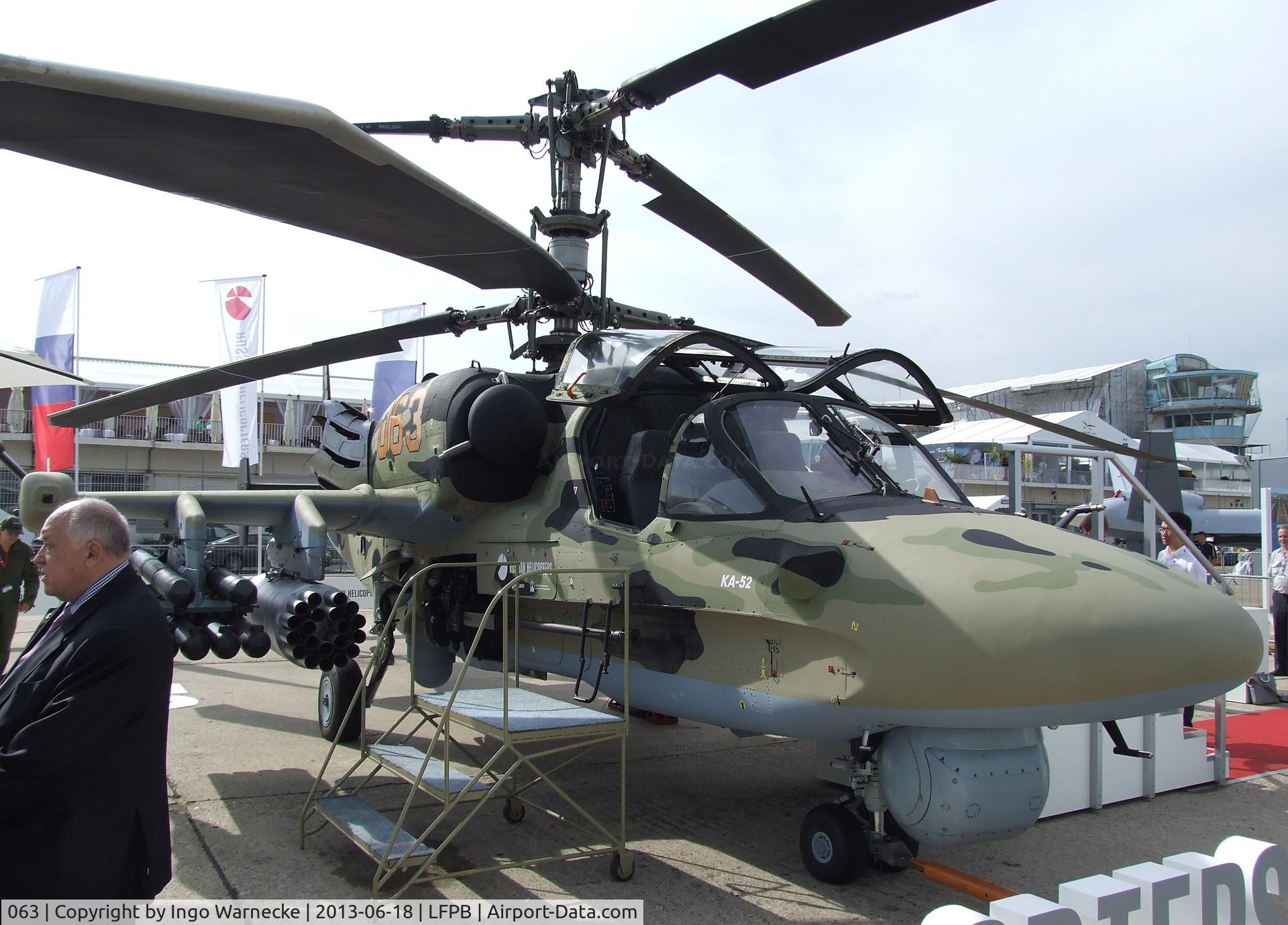 063, Kamov Ka-52 Alligator C/N 3538264800003, Kamov Ka-52 Alligator HOKUM-B of the VVS (Russian Air Force) at the Aerosalon 2013, Paris