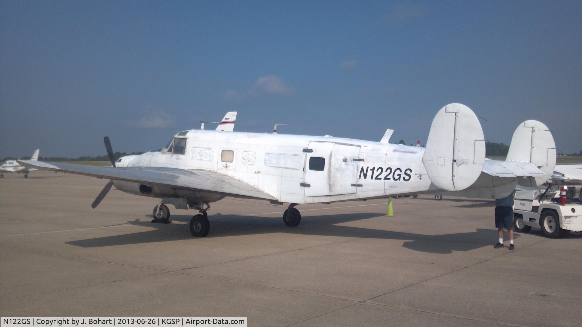 N122GS, 1979 Beech Volpar Turboliner C/N BA-259, Seen on ramp at Stevens Aviation Greer, SC. Was told by an old pilot that there were only 10 of these Beech converted from tail draggers to tricycle gear.