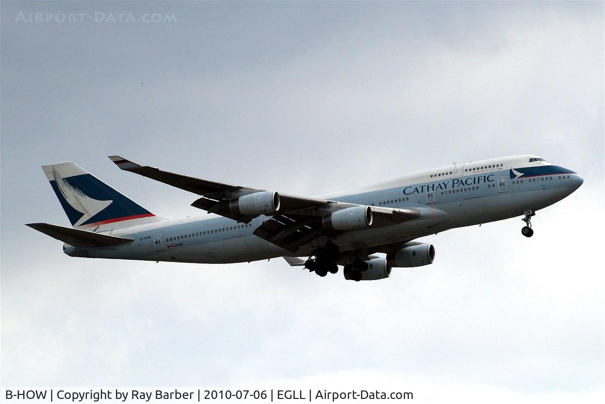 B-HOW, 1991 Boeing 747-467 C/N 25211, Boeing 747-467 [25211] (Cathay Pacific) Home~G 06/07/2010. On approach 27L currently withdrawn from use.