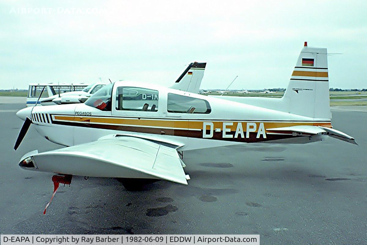 D-EAPA, American Aviation AA-5 Traveler C/N AA5 0752, Grumman American AA-5 Traveler [AA5-0752] Bremen~D 09/06/1982. Image taken from a slide.