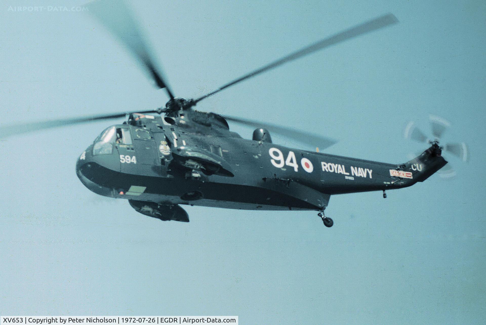 XV653, 1969 Westland Sea King HAS.1 C/N WA641, Sea King HAS.1 of 706 Squadron performing at the 1972 RNAS Culdrose Airshow.