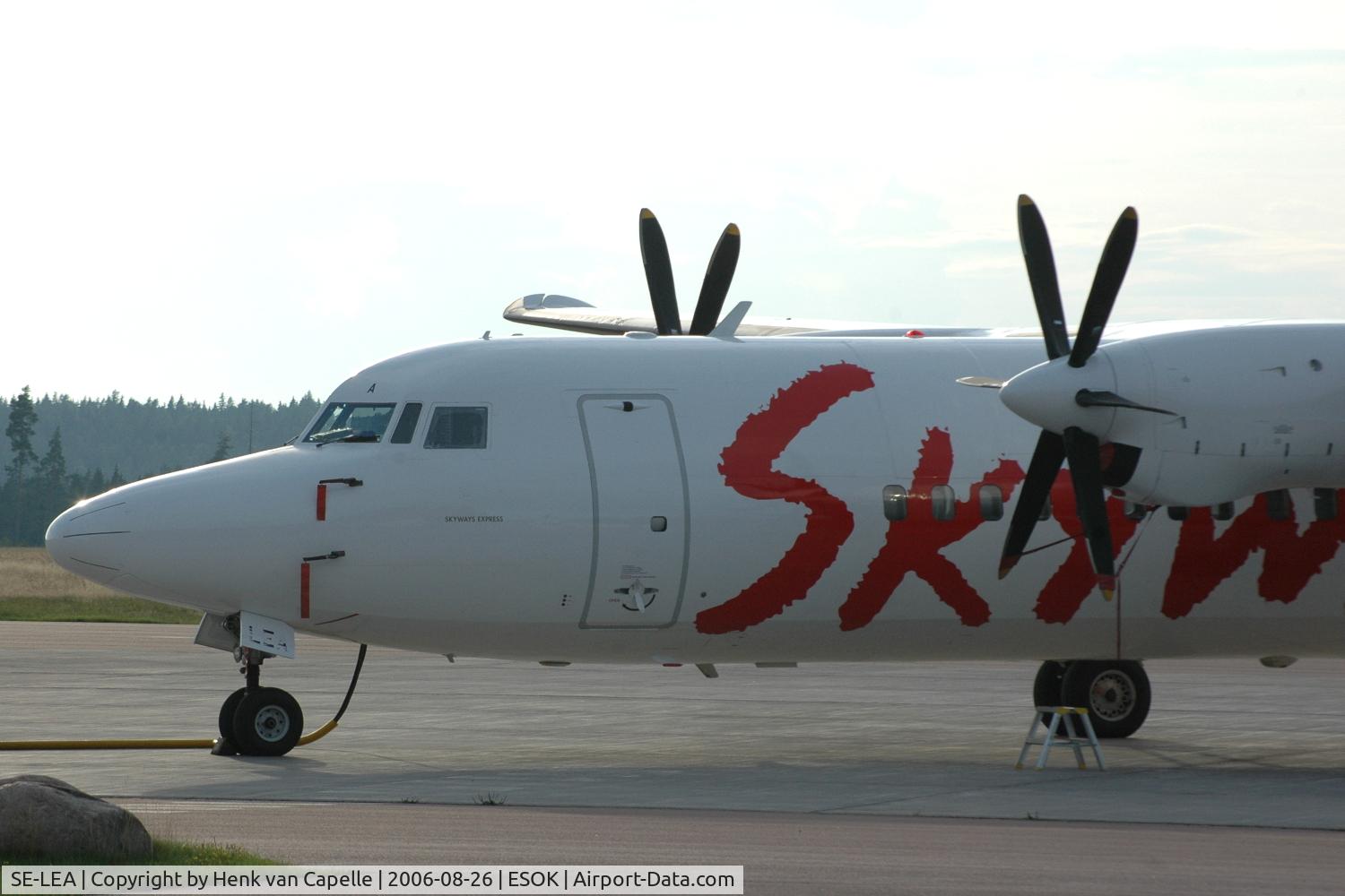 SE-LEA, 1987 Fokker 50 C/N 20116, Skyways Fokker parked at Karlstad Airport, Sweden.