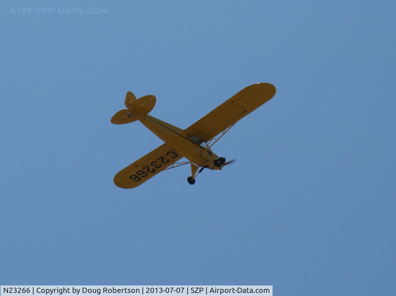 N23266, 1939 Piper J3C-65 Cub Cub C/N 3113, 1939 Piper J3C-65 CUB, Continental A&C65 65 Hp, takeoff climb Rwy 22