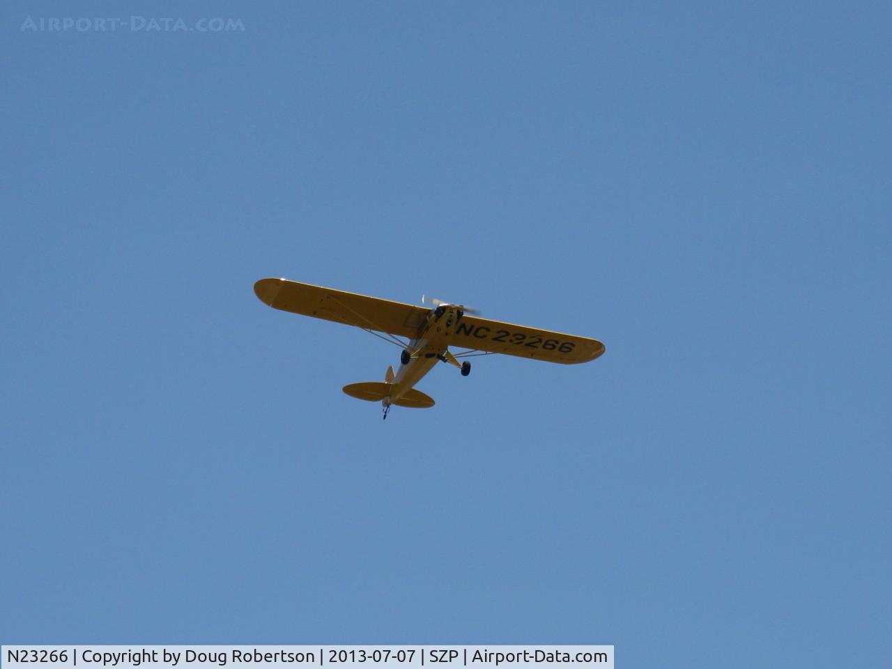 N23266, 1939 Piper J3C-65 Cub Cub C/N 3113, 1939 Piper J3C-65 CUB, Continental A&C65 65 Hp, takeoff climb Rwy 22