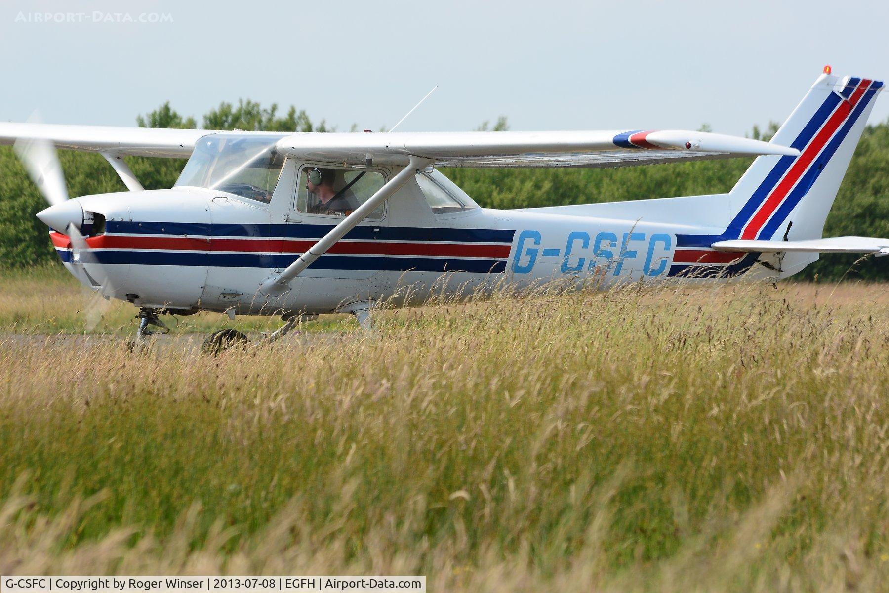 G-CSFC, 1973 Cessna 150L C/N 150-75360, Visiting Cessna 150. The grass is ready for a trim.