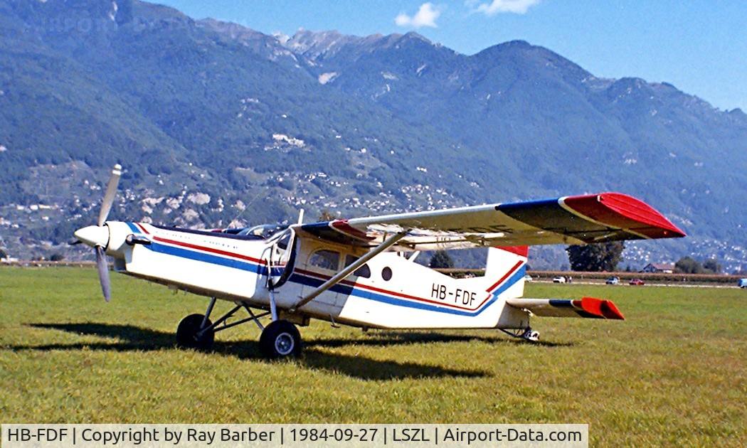 HB-FDF, 1968 Pilatus PC-6/B2-H2 Turbo Porter C/N 629, Pilatus PC-6/B2-H2 Turbo Porter [629] Locarno~HB 27/09/1984. Image taken from a slide.